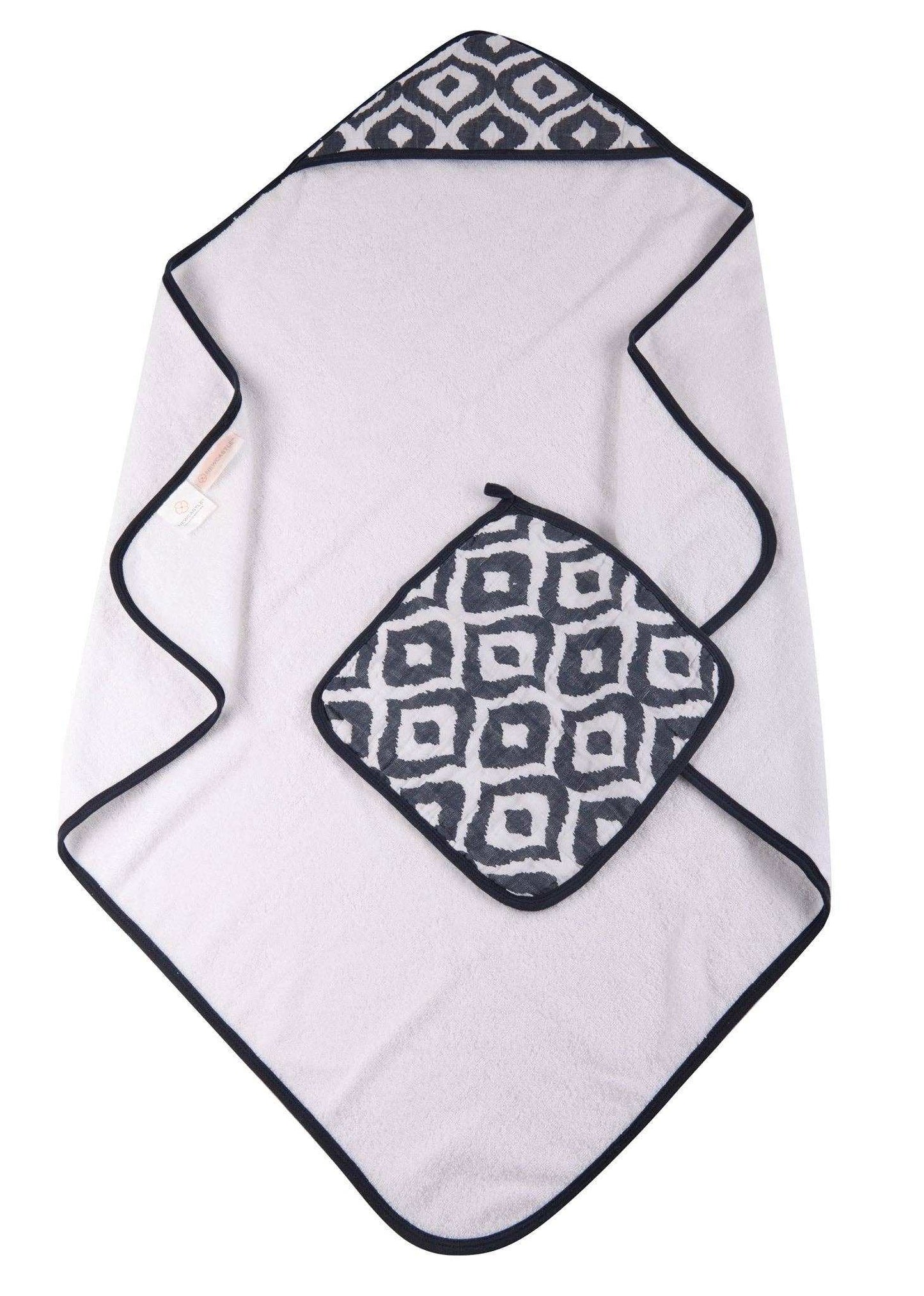 Newcastle Classics Moroccan Blue Cotton Hooded Towel and Washcloth Set for Kids Newcastle Classics