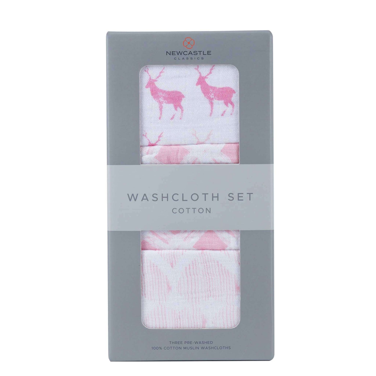 Newcastle Classics Pop of Pink Washcloth Set 100 Percent Plush Cotton 12 x 12 Inches Newcastle Classics