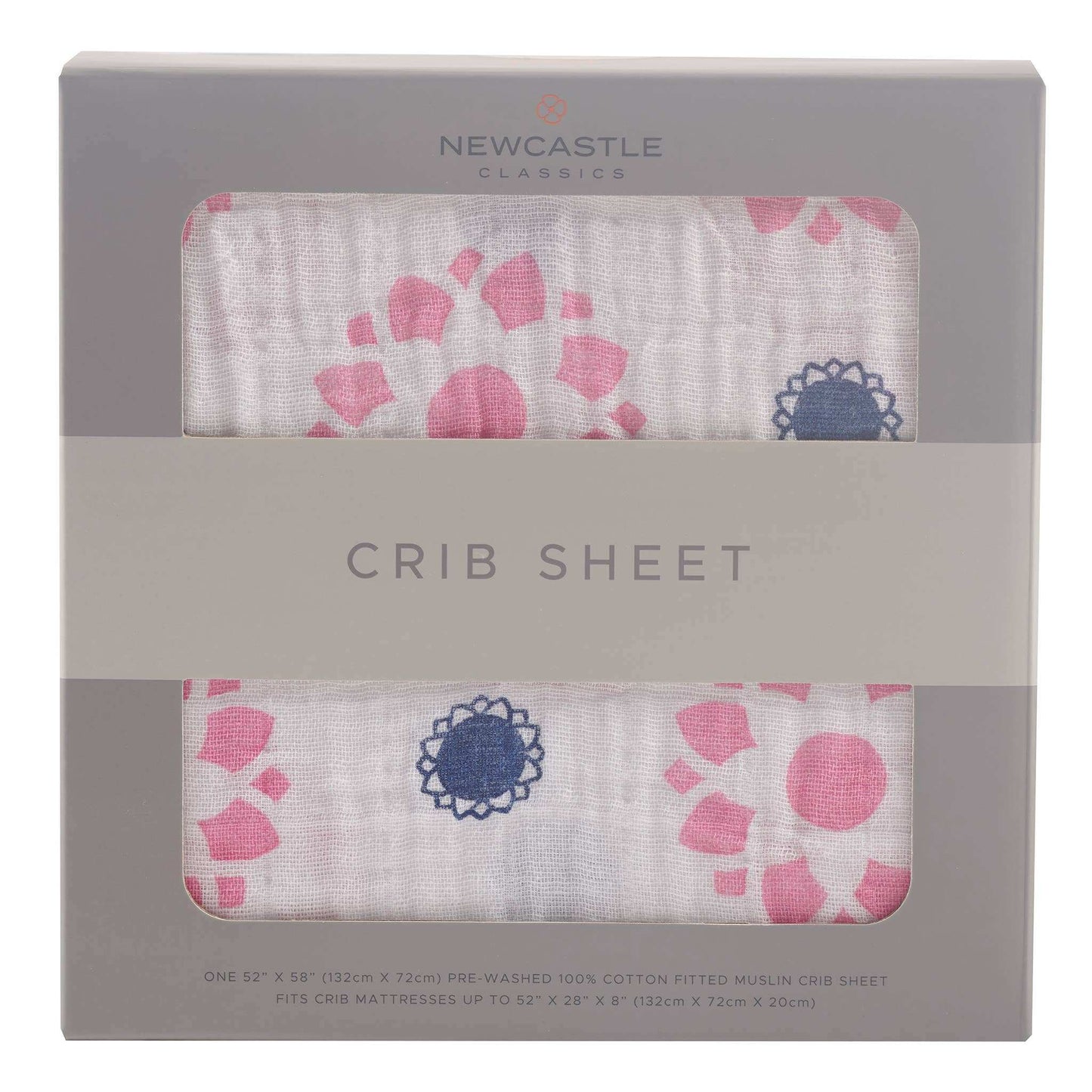 Newcastle Classics Primrose Indigo Crib Sheet 100 Percent Natural Cotton Muslin Newcastle Classics