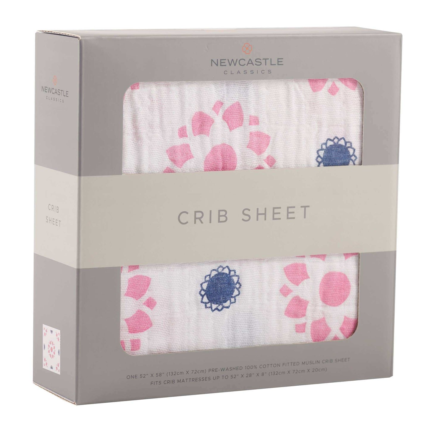 Newcastle Classics Primrose Indigo Crib Sheet 100 Percent Natural Cotton Muslin Newcastle Classics