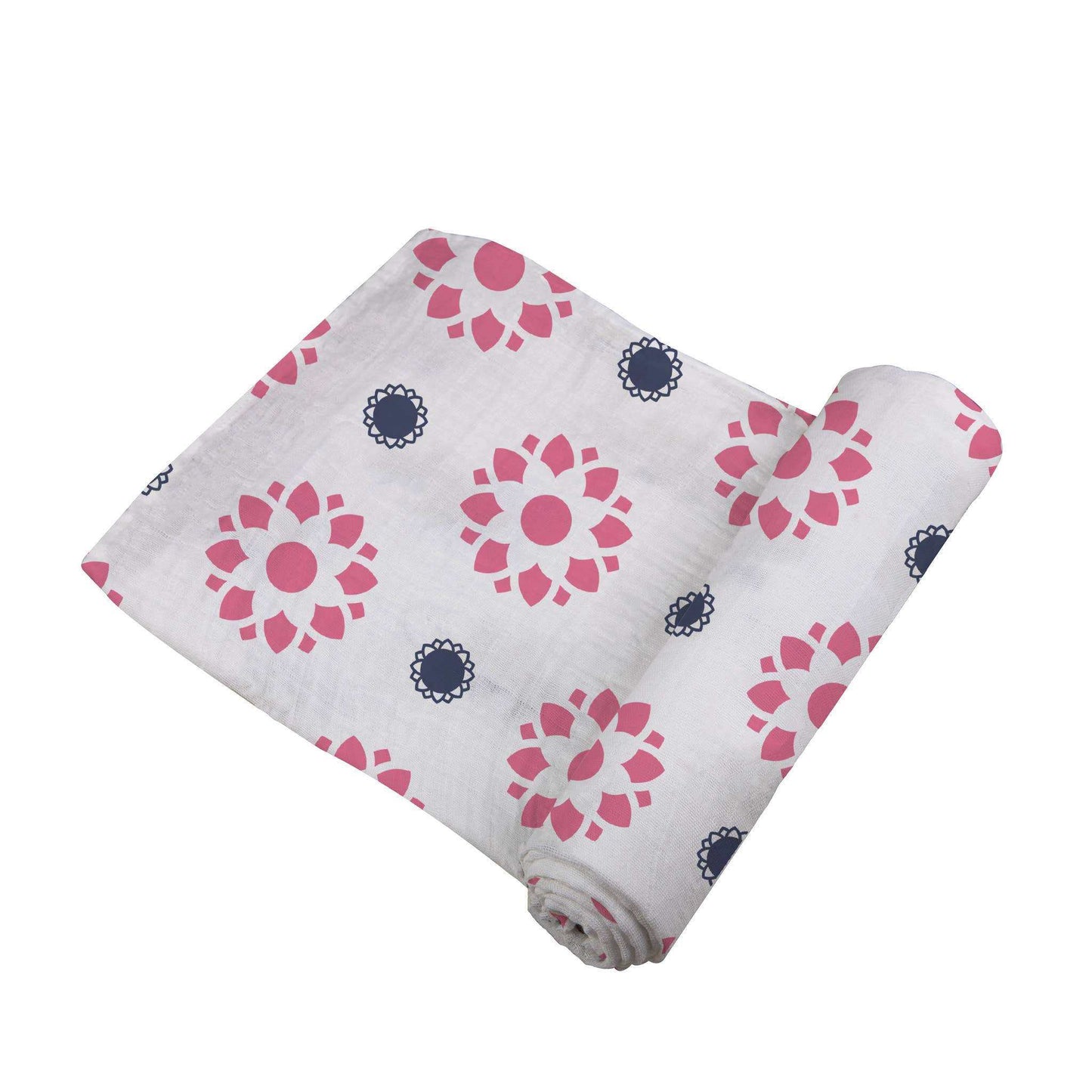 Newcastle Classics Primrose Indigo Swaddle 100 Percent Natural Cotton Muslin Multipurpose Blanket Newcastle Classics