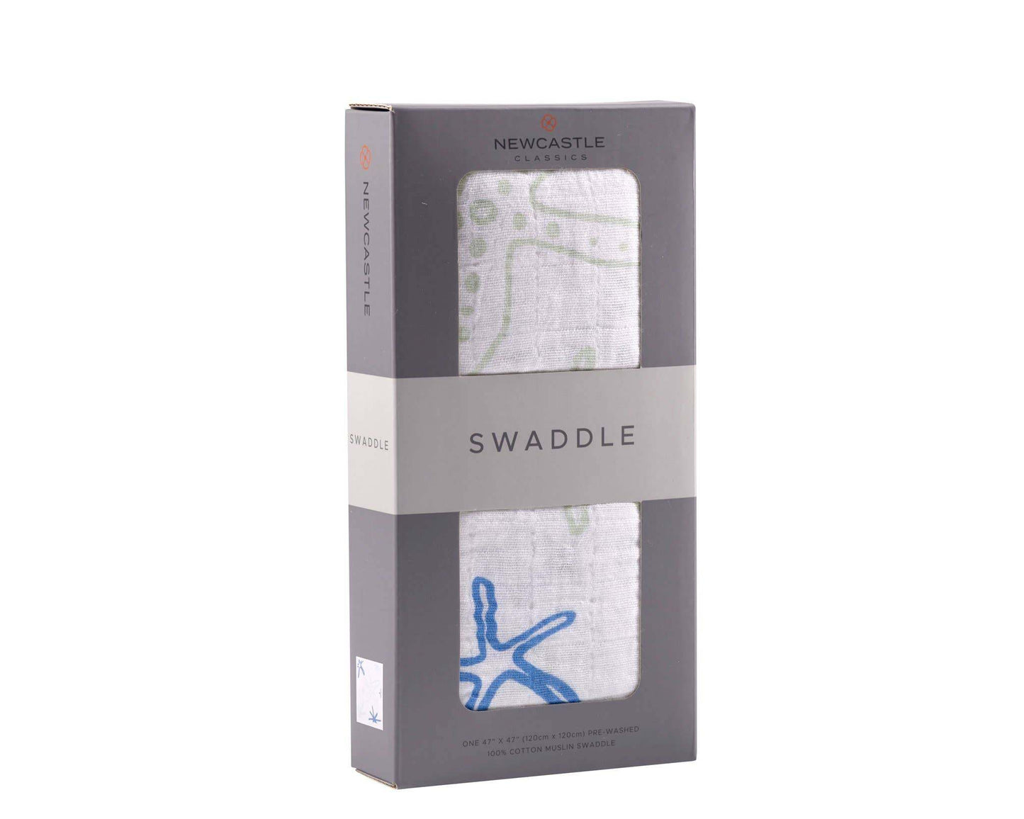 Newcastle Classics Starfish Swaddle 100 Percent Natural Cotton Muslin Breathable Soft Pre Washed Swaddling Blanket Newcastle Classics