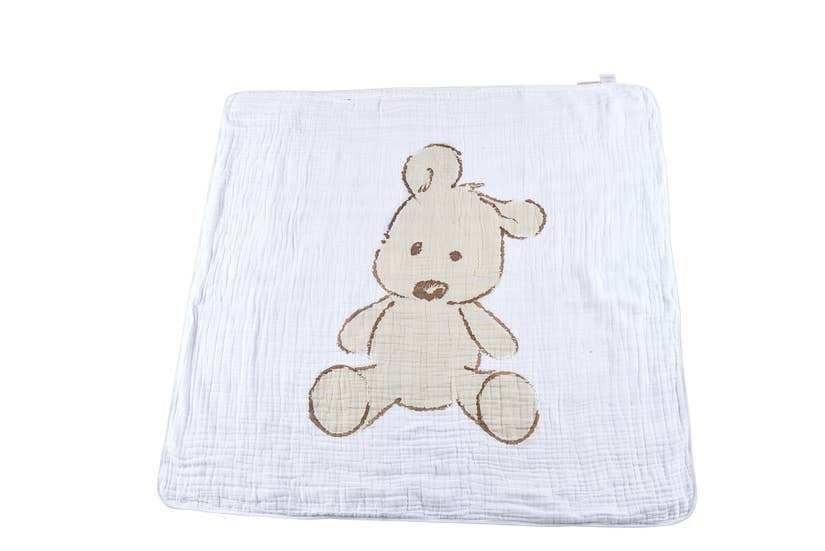 Newcastle Classics Teddy Bear and Plaid Blanket 100 Percent Natural Cotton Muslin 47 Inch x 47 Inch Newcastle Classics