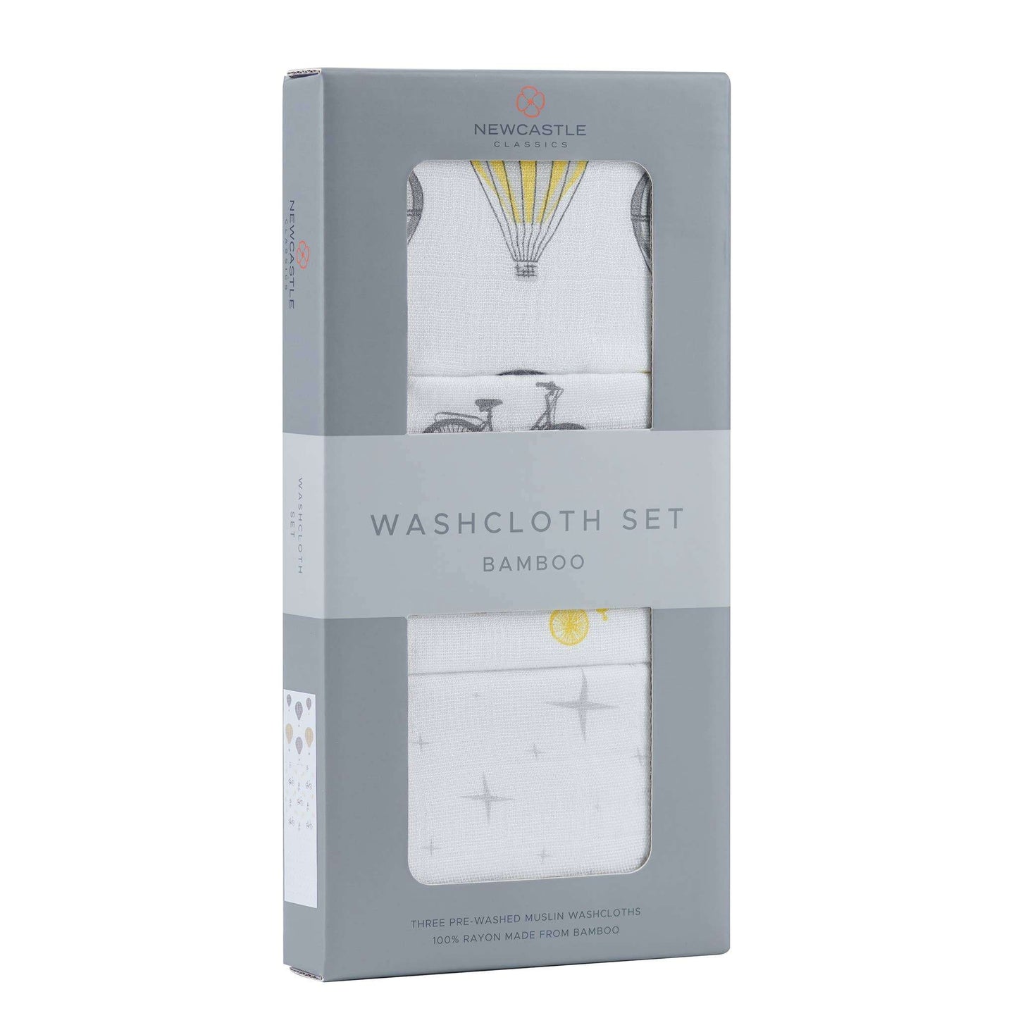 Newcastle Classics World Traveler Bamboo Washcloth Set 12 Inch x 12 Inch Natural Muslin Bath Essential Newcastle Classics