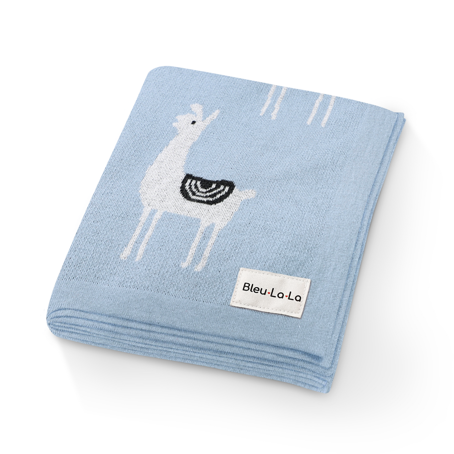 Luxury Knit Llama Swaddle Baby Blanket - Pure Cotton Comfort for Newborns Bleu La La