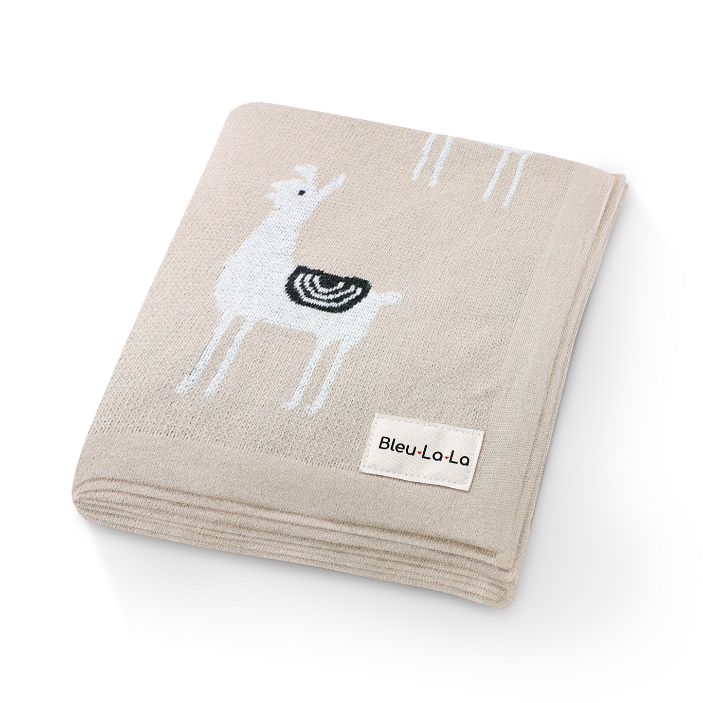 Luxury Knit Llama Swaddle Baby Blanket - Pure Cotton Comfort for Newborns Bleu La La
