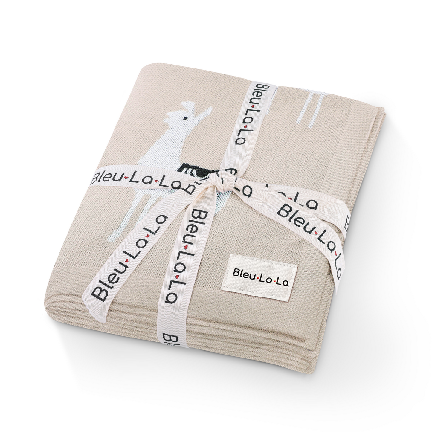 Luxury Knit Llama Swaddle Baby Blanket - Pure Cotton Comfort for Newborns Bleu La La