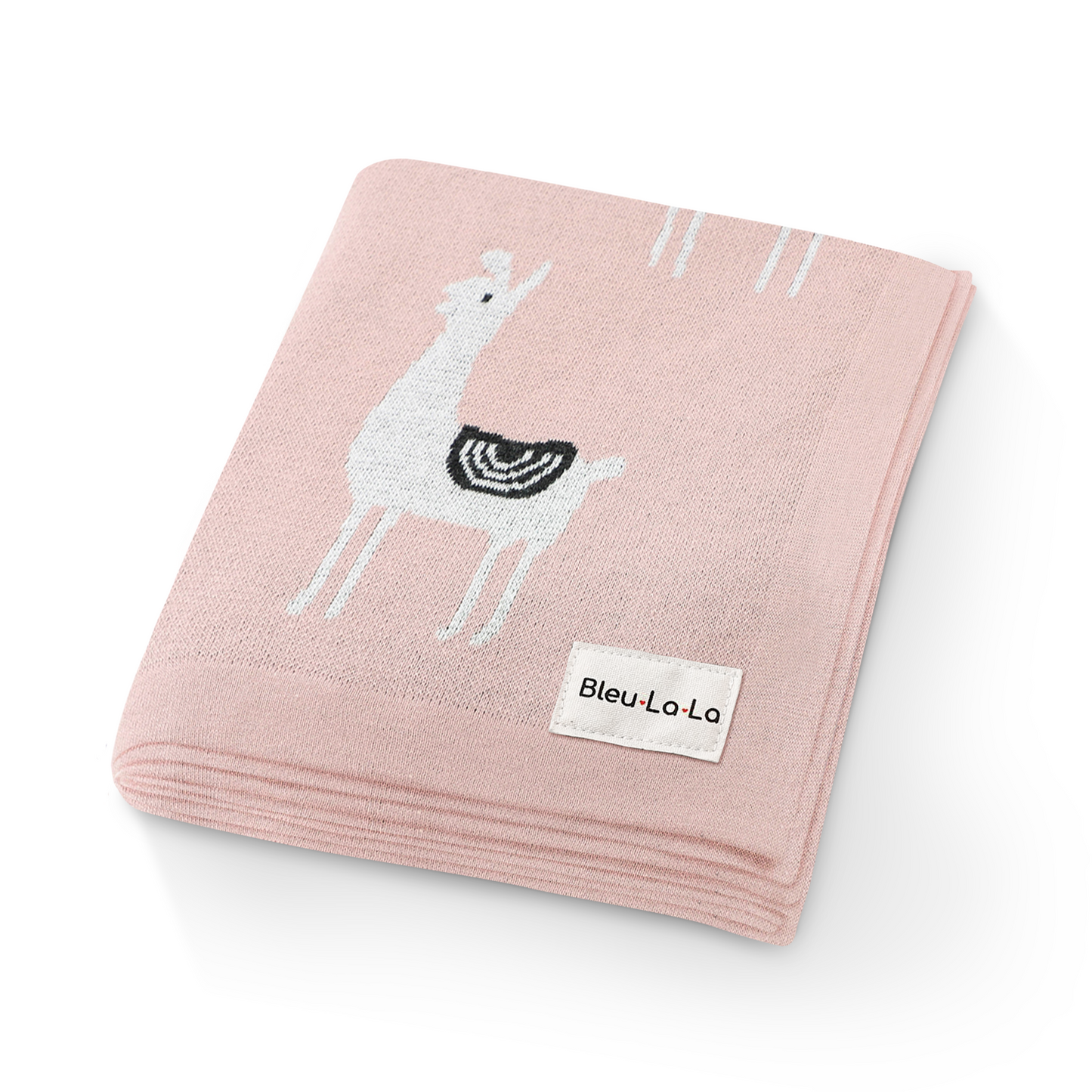Luxury Knit Llama Swaddle Baby Blanket - Pure Cotton Comfort for Newborns Bleu La La