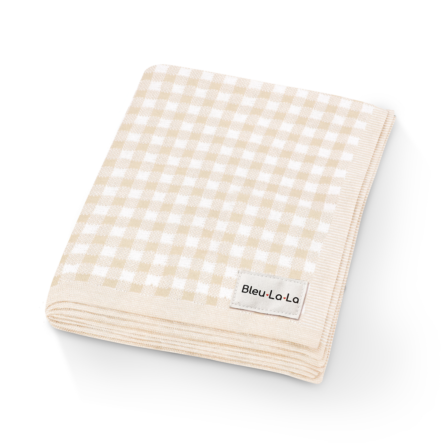 Checkered Knit Baby Blanket - Pure Cotton Comfort for Year-Round Coziness Bleu La La