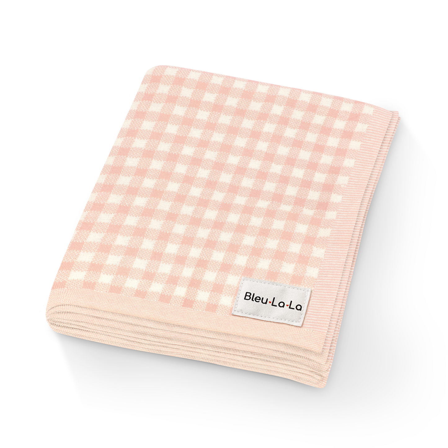 Checkered Knit Baby Blanket - Pure Cotton Comfort for Year-Round Coziness Bleu La La