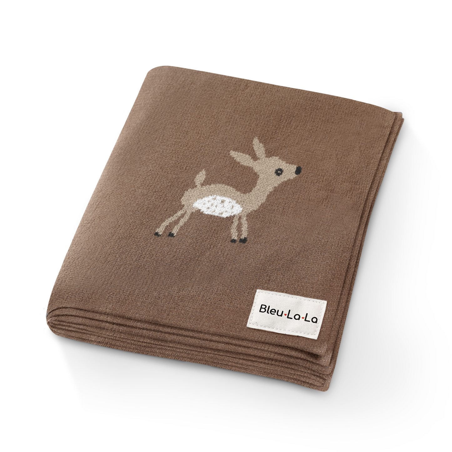 Luxury Cotton Deer Knit Swaddle Baby Blanket for Newborns Bleu La La