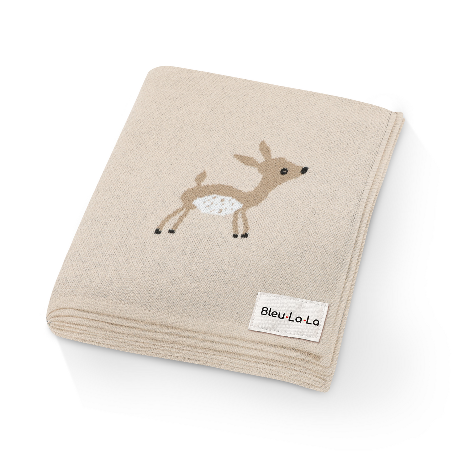 Luxury Cotton Deer Knit Swaddle Baby Blanket for Newborns Bleu La La