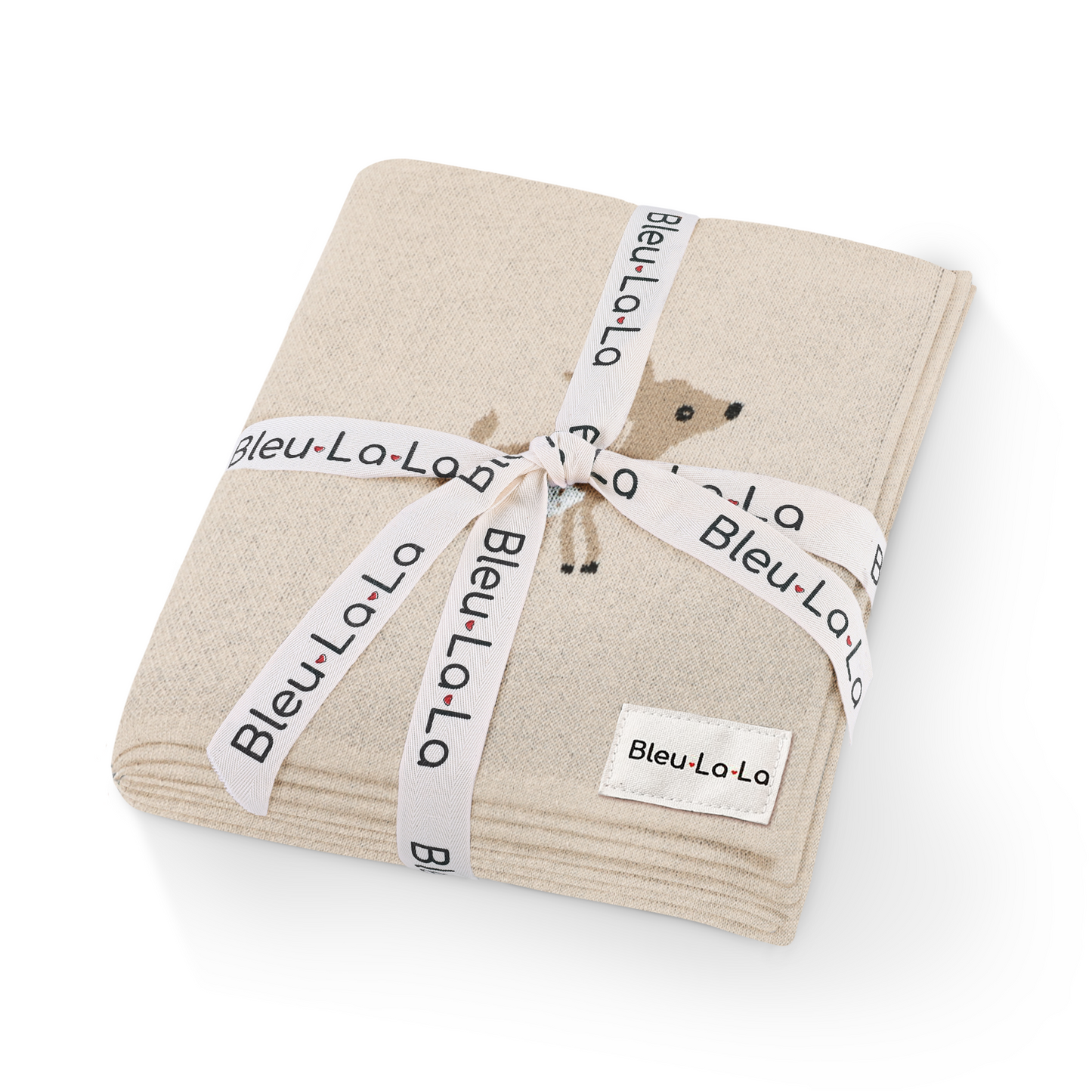 Luxury Cotton Deer Knit Swaddle Baby Blanket for Newborns Bleu La La