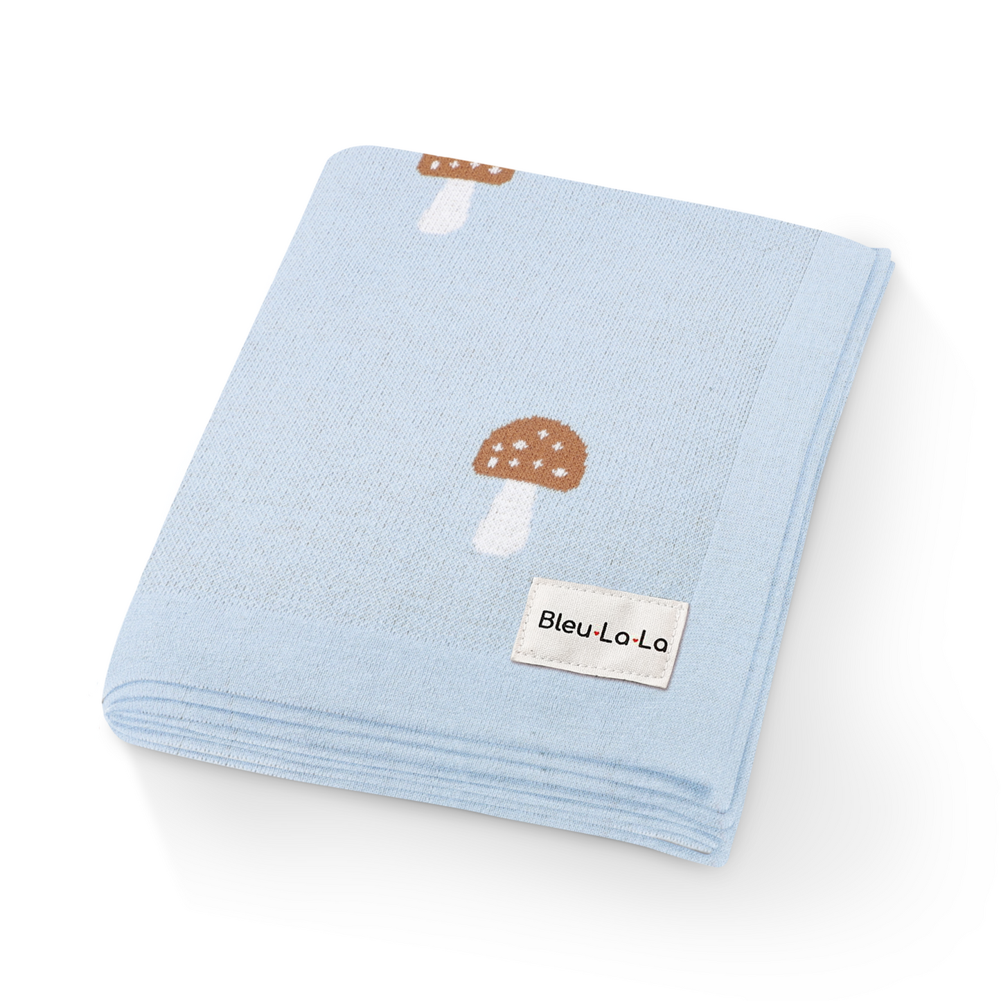 Luxury Knit Mushroom Swaddle Baby Blanket Made from 100 Percent Cotton for Year-Round Comfort Bleu La La