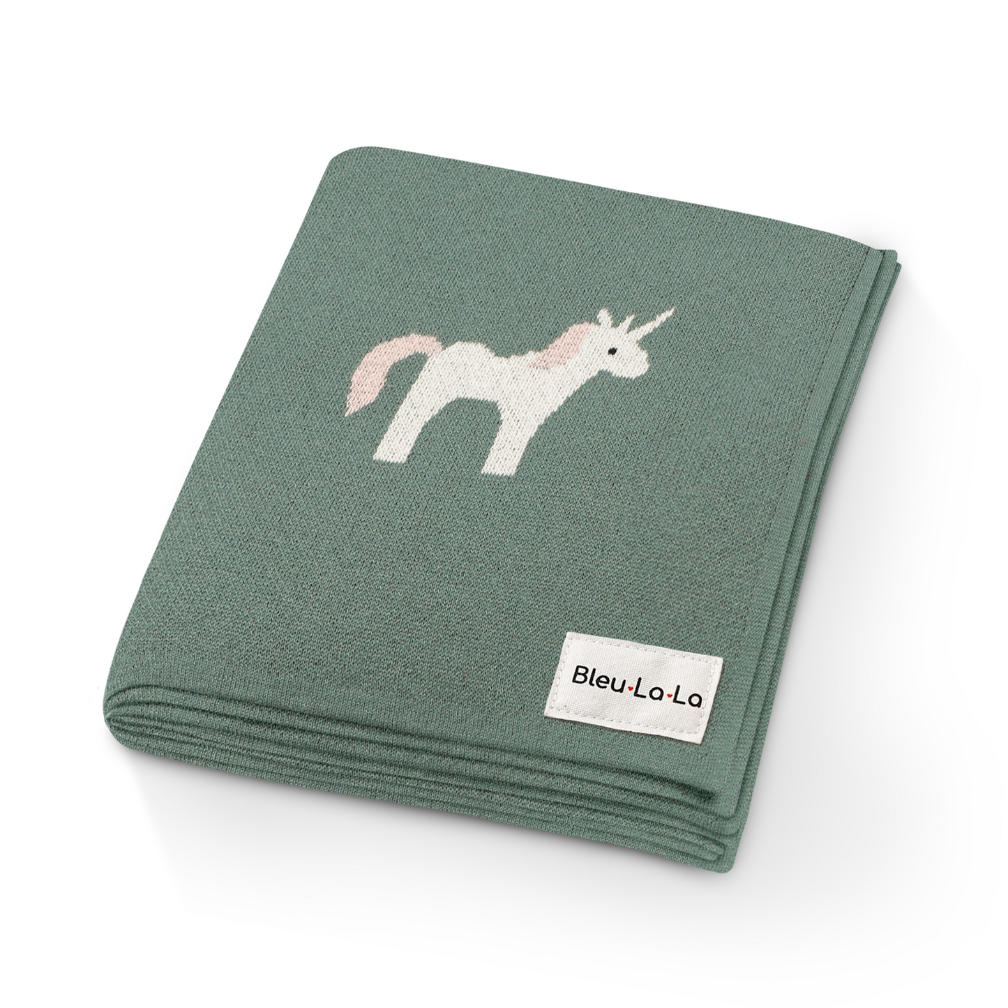 Knit Unicorn Blanket for Babies Made with 100 Percent Pure Cotton Bleu La La