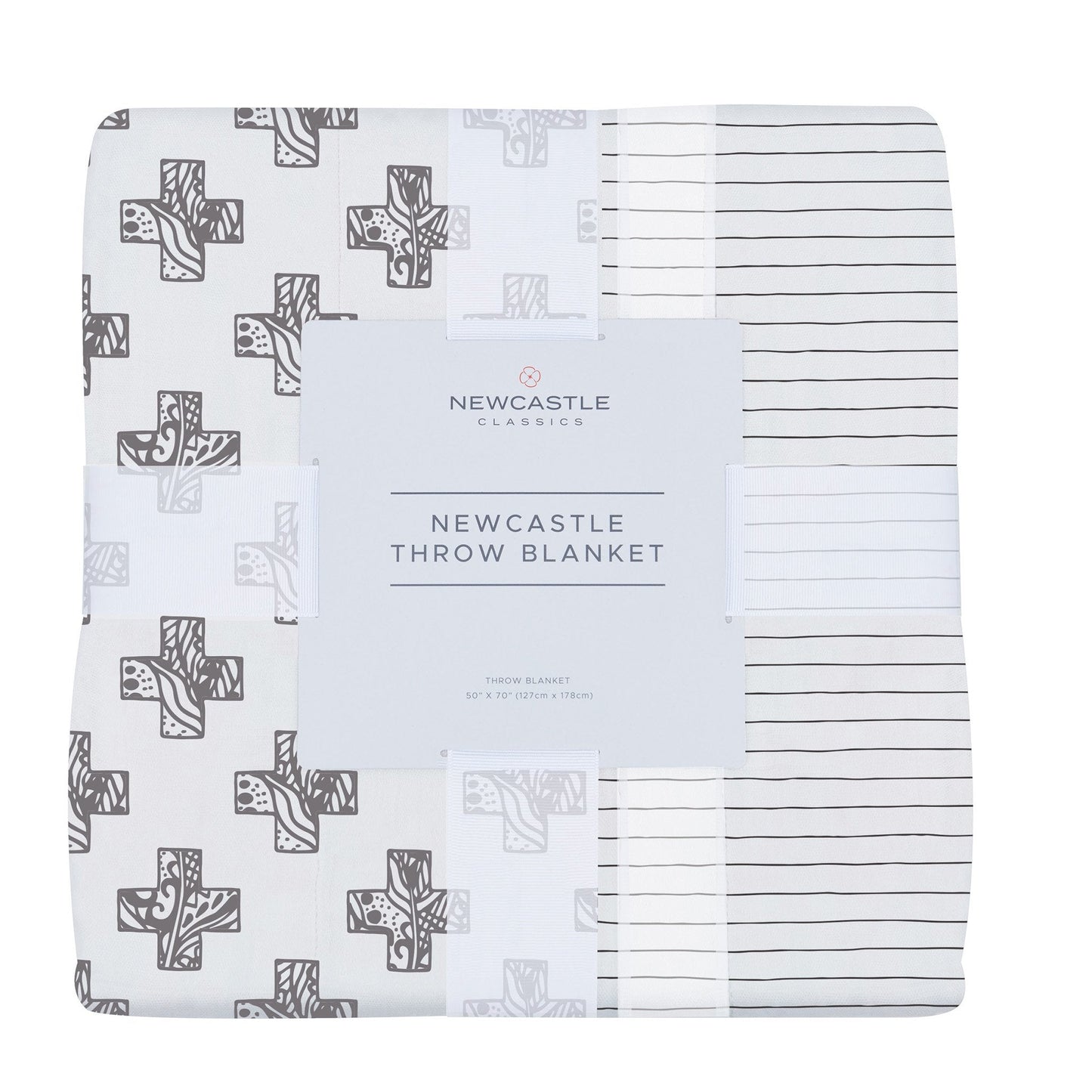 Nordic Stamp and Pencil Stripe Bamboo Muslin Newcastle Throw Blanket 50 Inch by 70 Inch Newcastle Classics