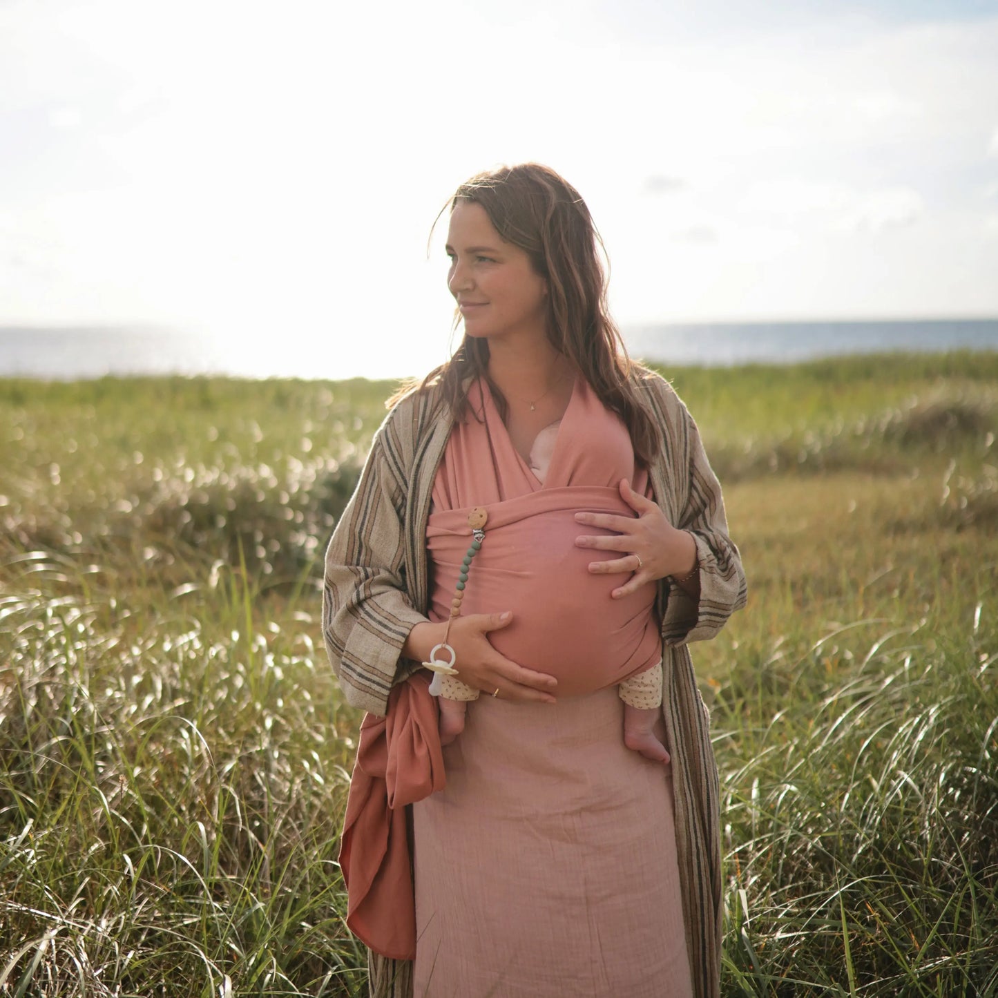 Organic Cotton Baby Wrap for Bonding and Comfort with Built-In Pocket Mushie