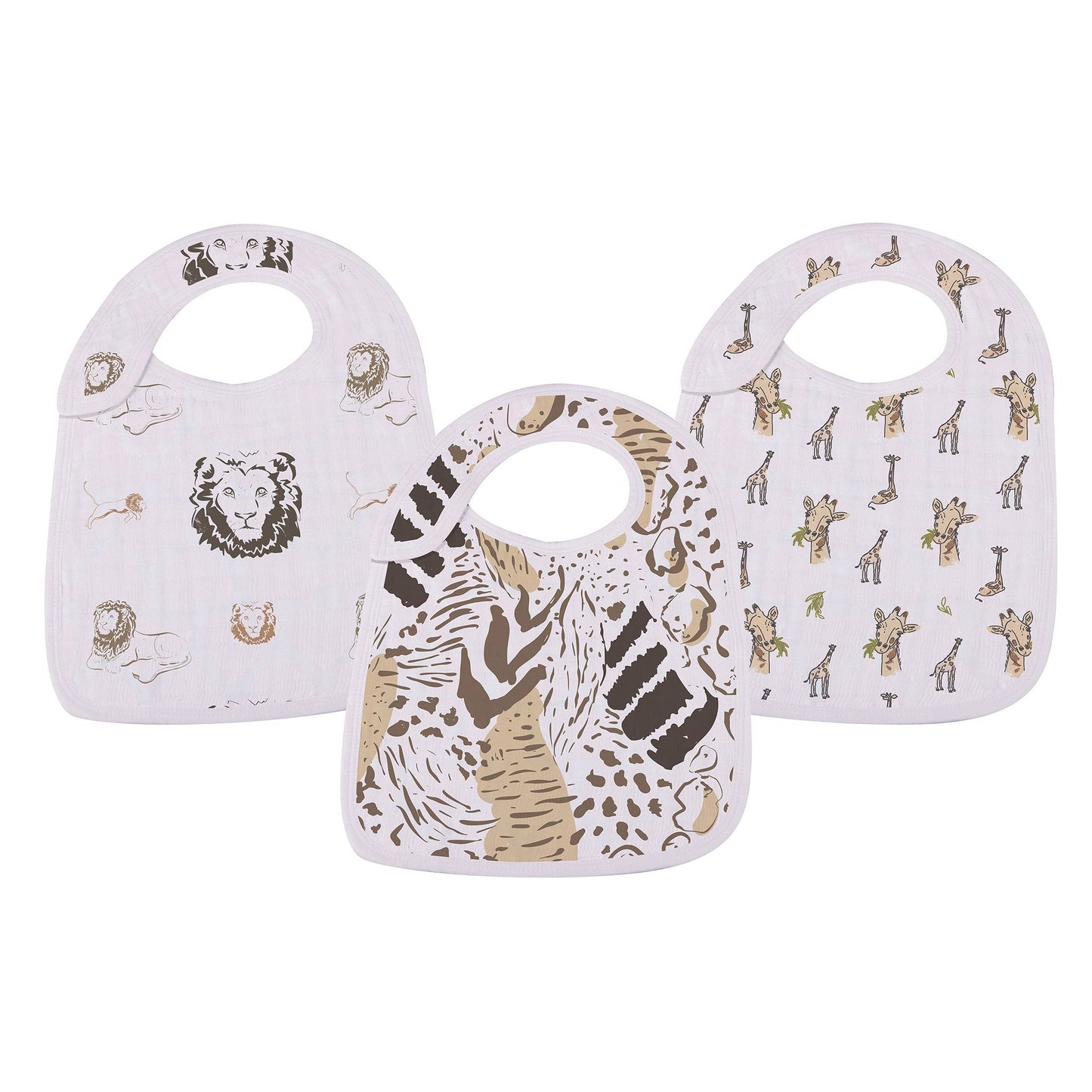 On The Savannah Bamboo Muslin Snap Bibs 3 Pack Soft Absorbent Feeding Teething Bibs Newcastle Classics