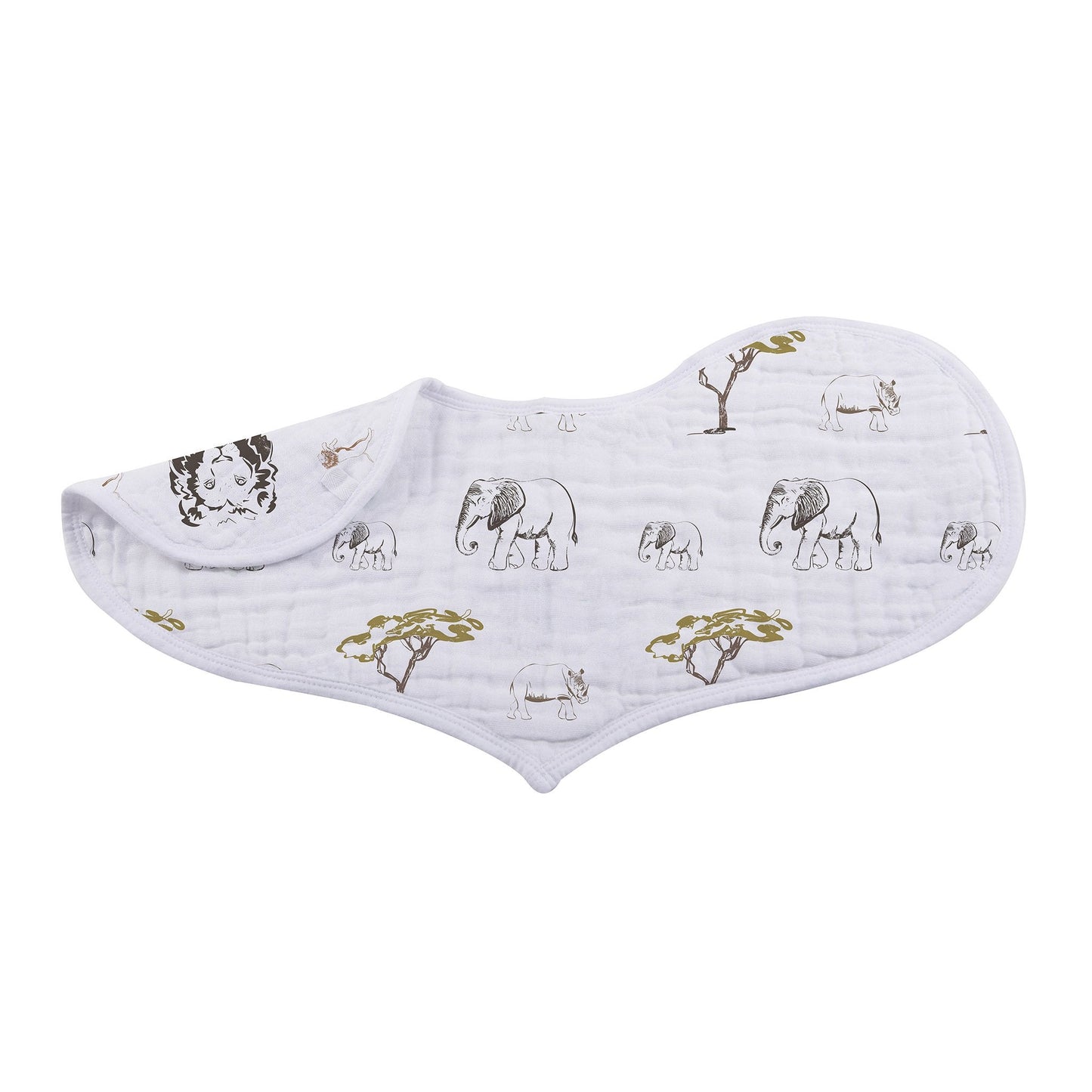 On The Savannah Heart Bib 2 Pack Soft Bamboo Muslin Snap Closure Feeding and Teething Newcastle Classics
