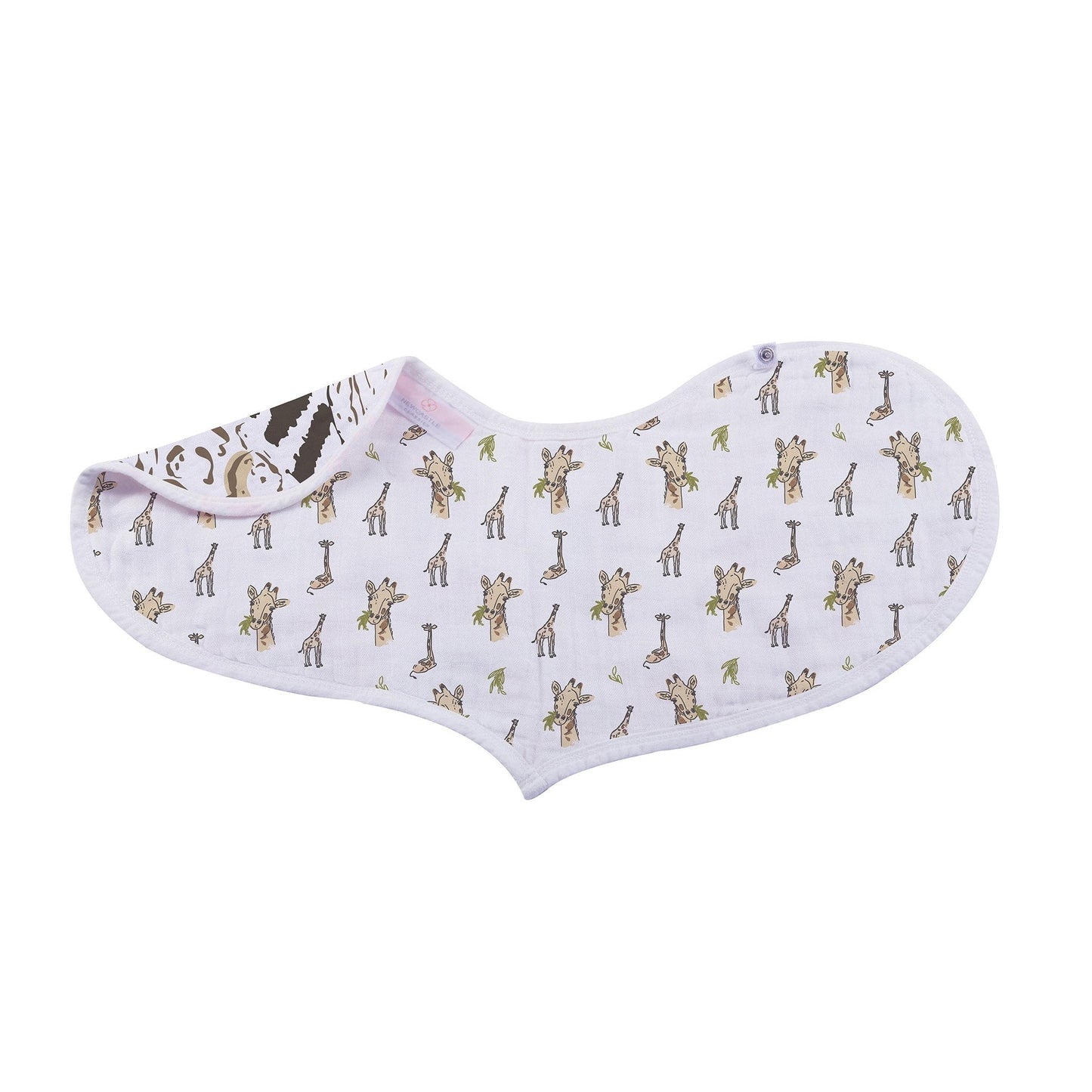 On The Savannah Heart Bib 2 Pack Soft Bamboo Muslin Snap Closure Feeding and Teething Newcastle Classics