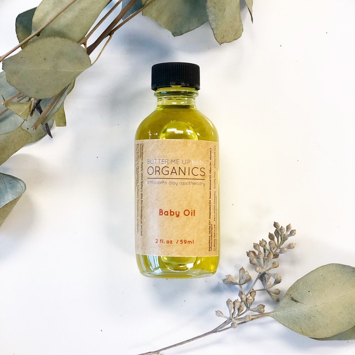 Organic Gentle Baby Oil Hydrating Massage Oil for Newborns 2 Ounce Butter Me Up Organics