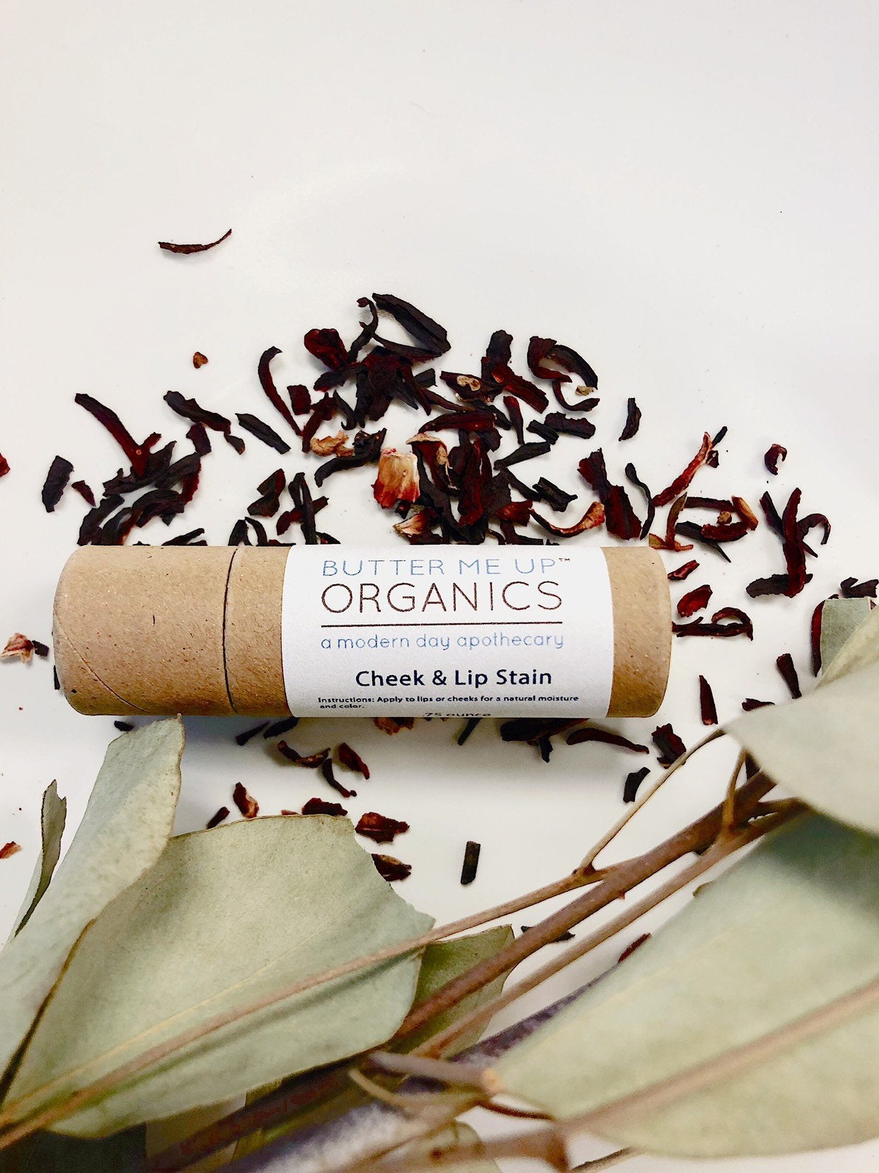 Organic Natural Cheek Lip Stain Lip Gloss Tinted Balm with Beetroot and Alkanet Butter Me Up Organics