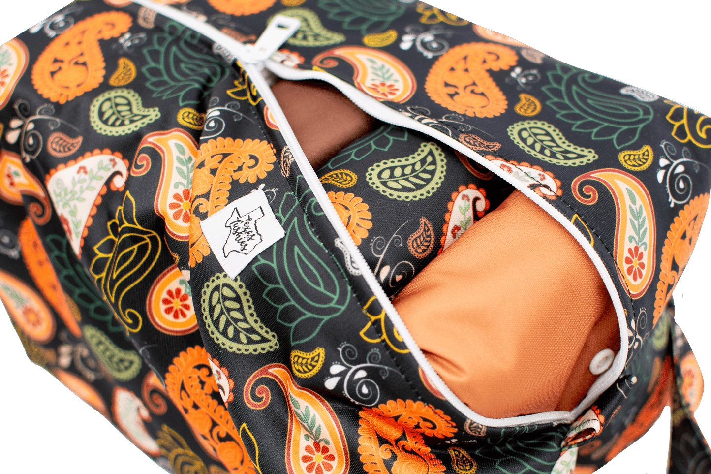 Paisley Diaper Pod with Two Layers of PUL and Zipper Closure for 8 to 12 Diapers Texas Tushies