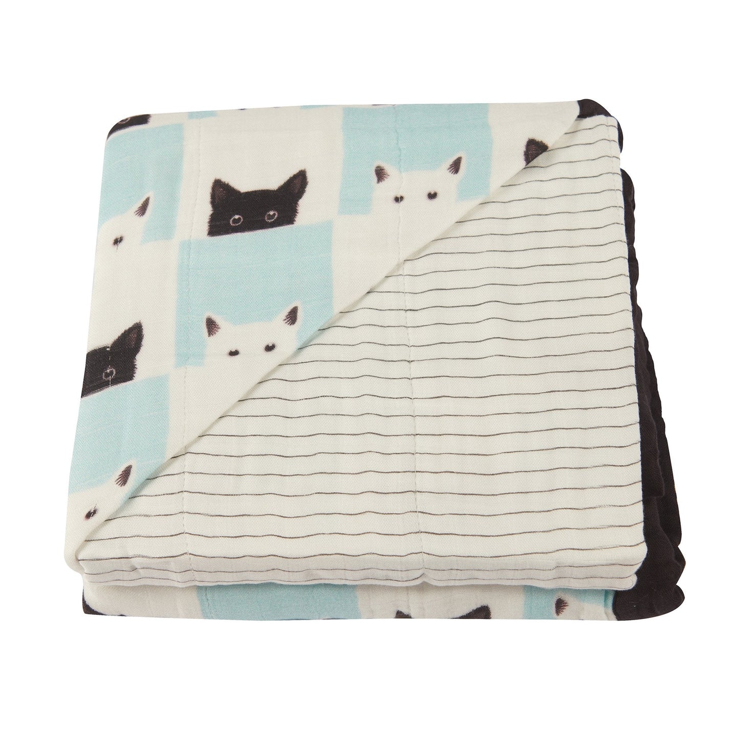 Peek A Boo Cats Pencil Stripe Bamboo Muslin Newcastle Blanket Newcastle Classics