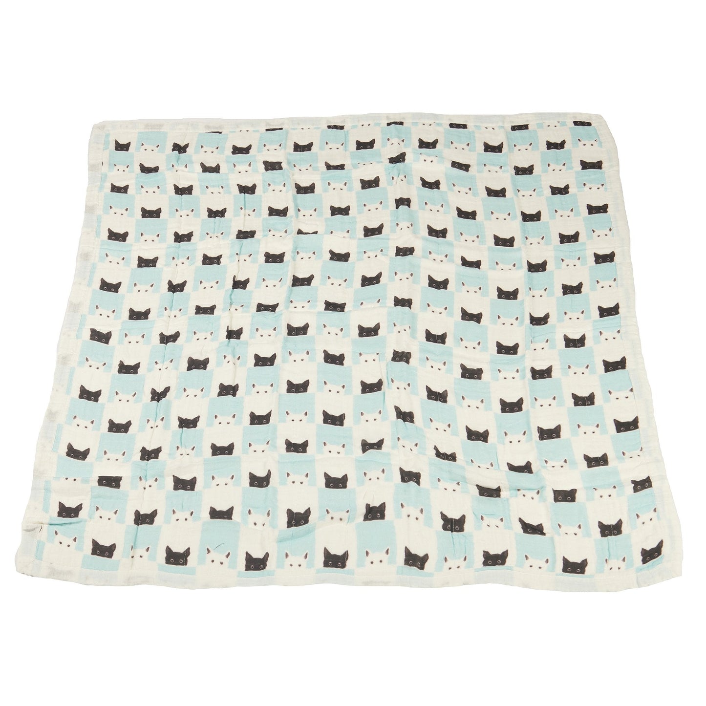 Peek A Boo Cats White Bamboo Muslin Newcastle Blanket Newcastle Classics