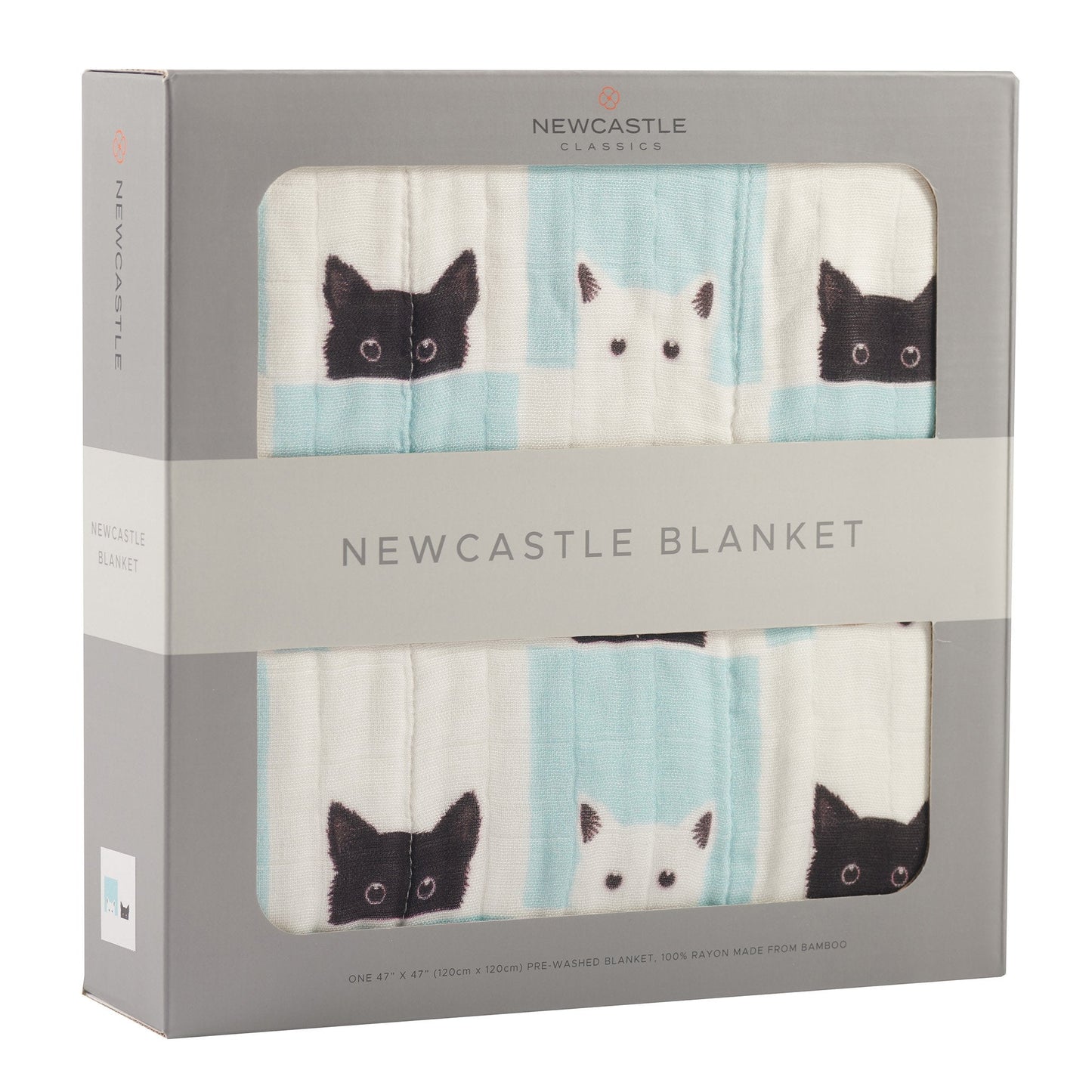 Peek A Boo Cats White Bamboo Muslin Newcastle Blanket Newcastle Classics