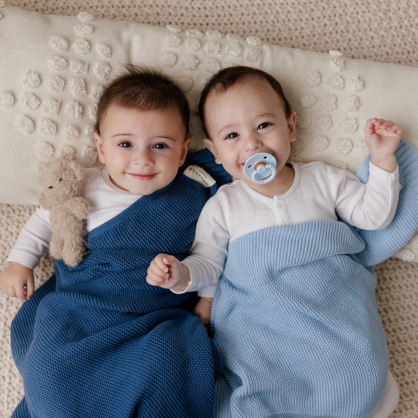 Heritage Knit 100 Percent Organic Cotton Luxury Knit Baby Swaddle Blanket Bleu La La