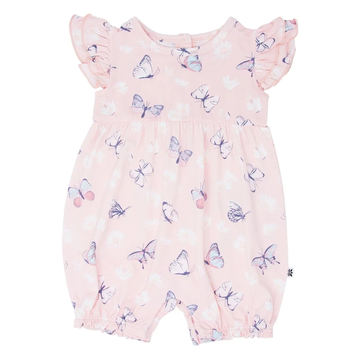 Pink Butterfly Daisy Bamboo Ruffle Romper For Girls Sweet Bamboo