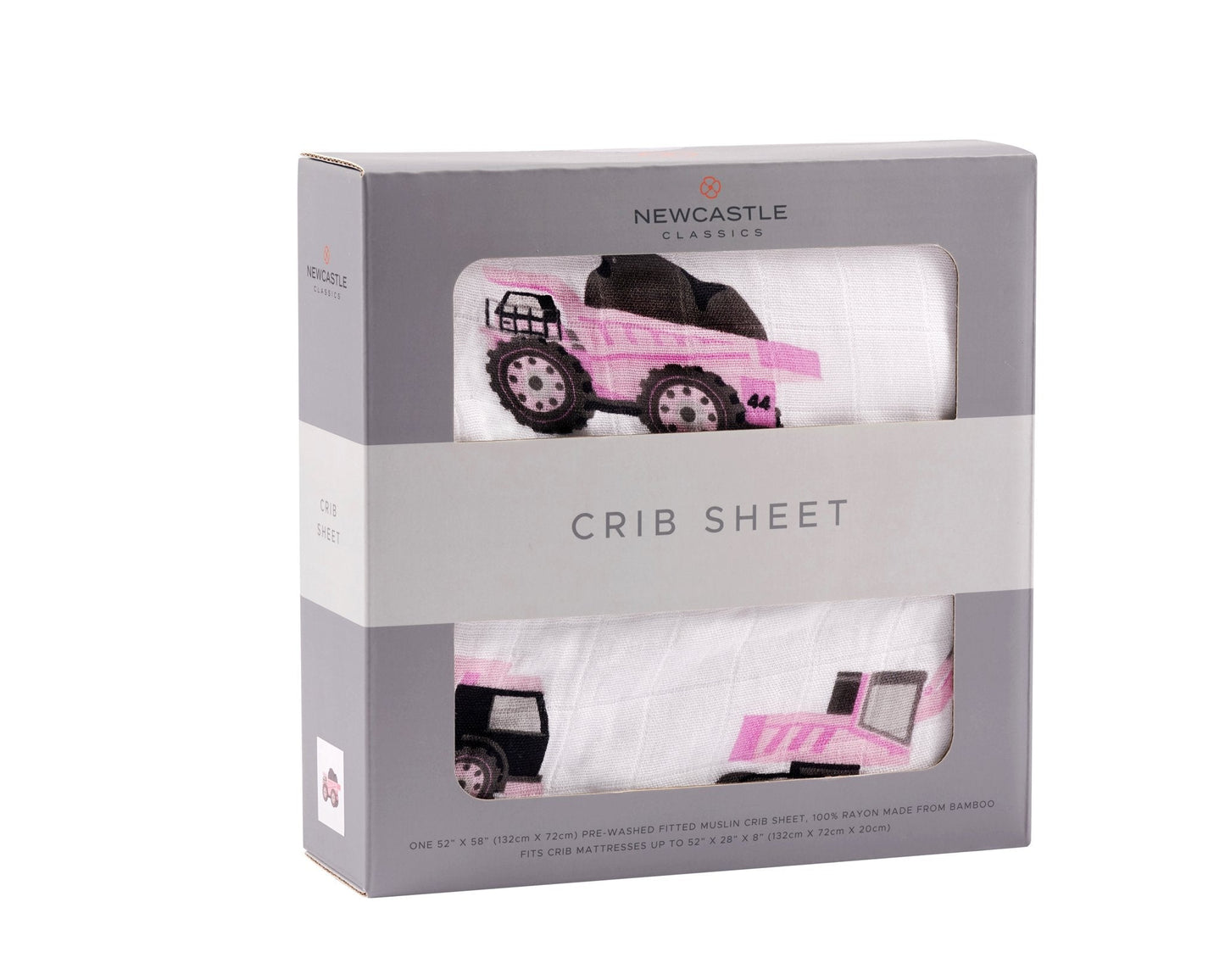 Pink Digger Bamboo Crib Sheet Soft Breathable Comfy Snug Fit 28x52 Inches Natural Muslin Newcastle Classics