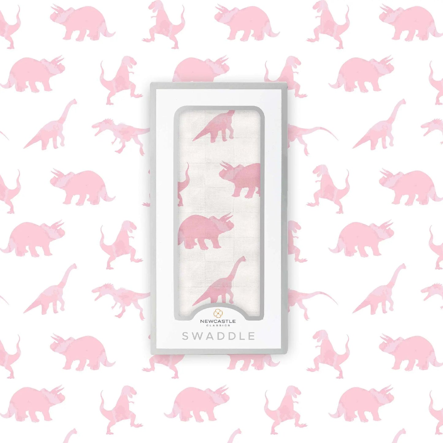 Pink Dinosaurs Bamboo Muslin Swaddle Blanket for Baby Soft Breathable Multi Use Newcastle Classics