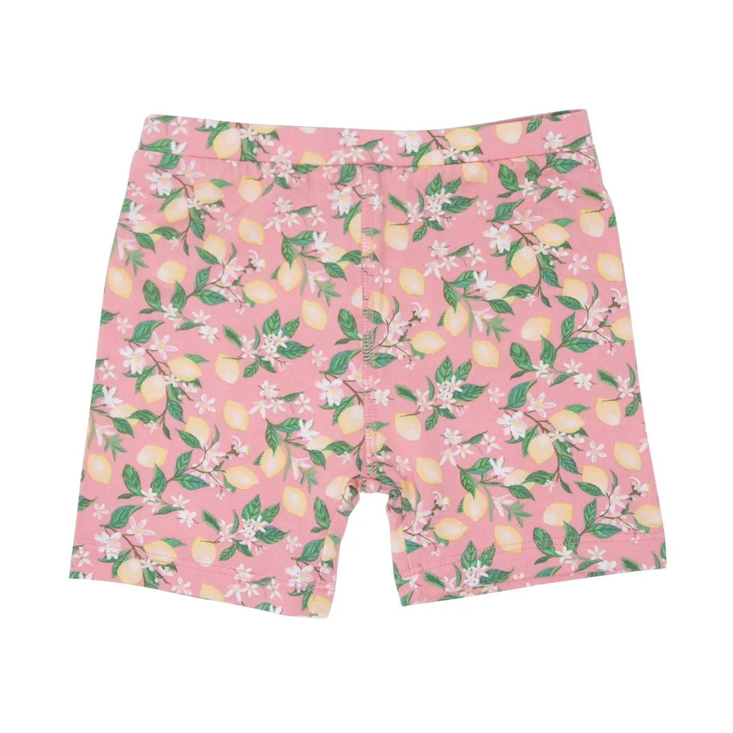 Pink Lemon Floral Print Summer Pajama Set for Kids Sweet Bamboo