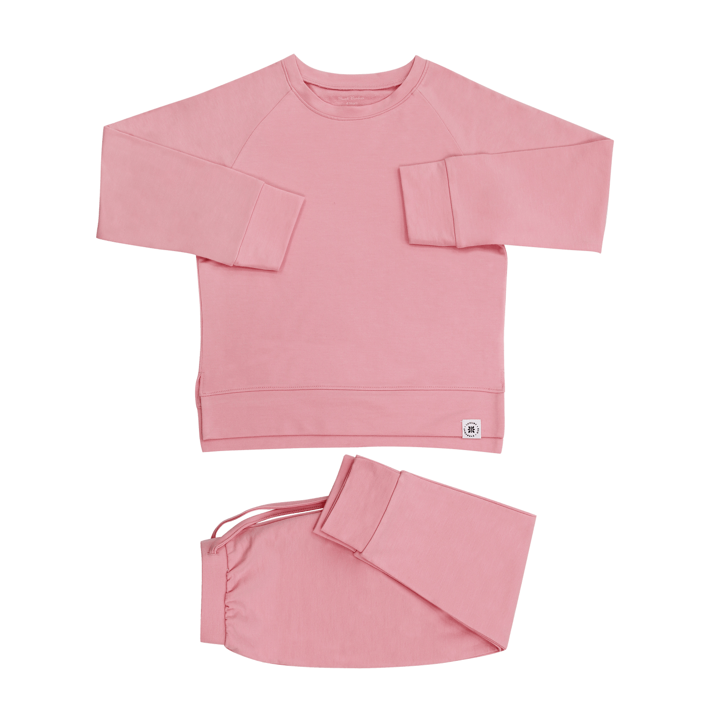 Pink Peony Crew Neck Jogger Set For Girls French Terry Sweet Bamboo Everetts Place: Online Boutique