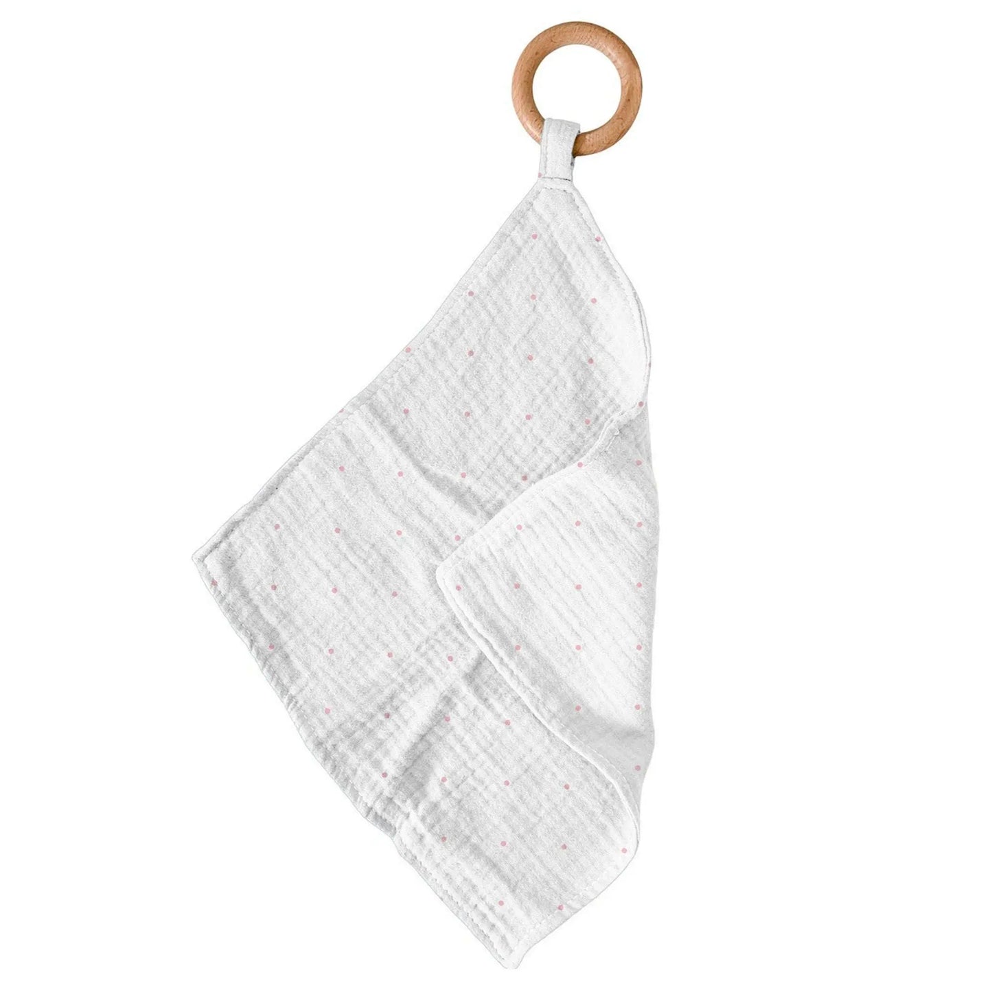 Pink Polka Dot Bamboo Newcastle Teether With Removable Beach Wood Ring Newcastle Classics