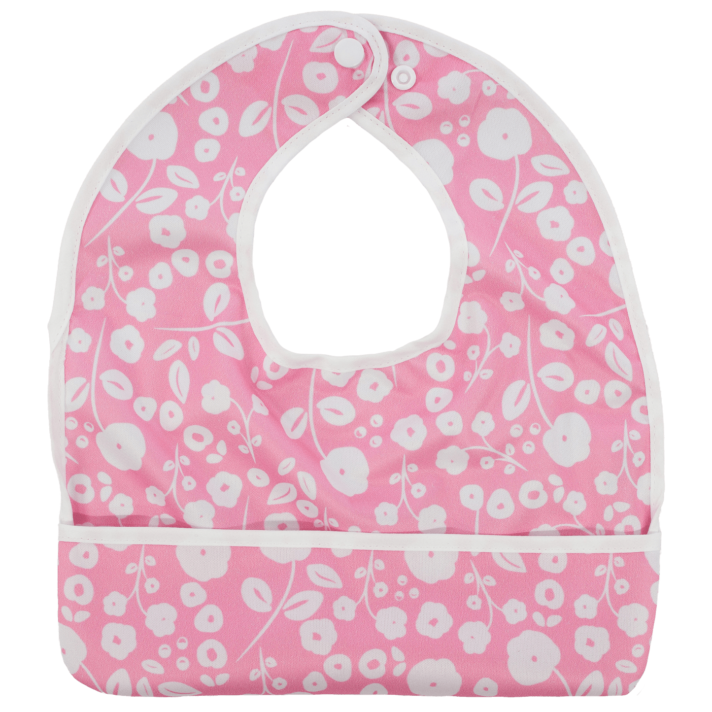 Pink Poppies Flip Bib with Pocket for Food and Drool Machine Washable Water Resistant Texas Tushies