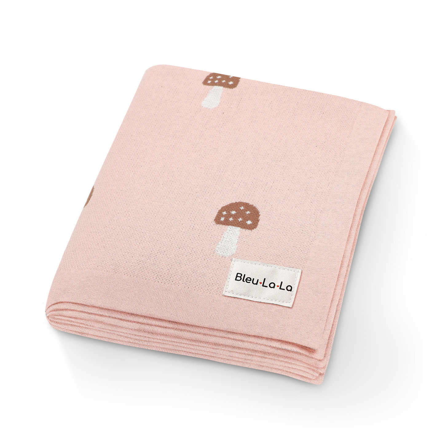 Luxury Knit Mushroom Swaddle Baby Blanket Made from 100 Percent Cotton for Year-Round Comfort Bleu La La
