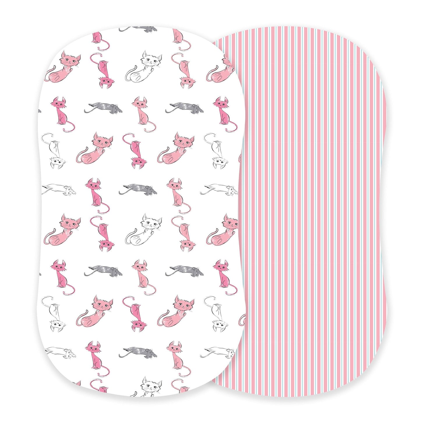Playful Kitty Candy Stripe Bamboo Changing Pad Cover Bassinet Sheets Newcastle Classics