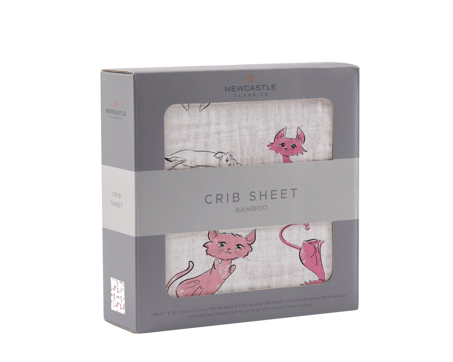 Playful Kitty Bamboo Muslin Crib Sheet for Standard Mattresses 28 x 52 Inches Newcastle Classics