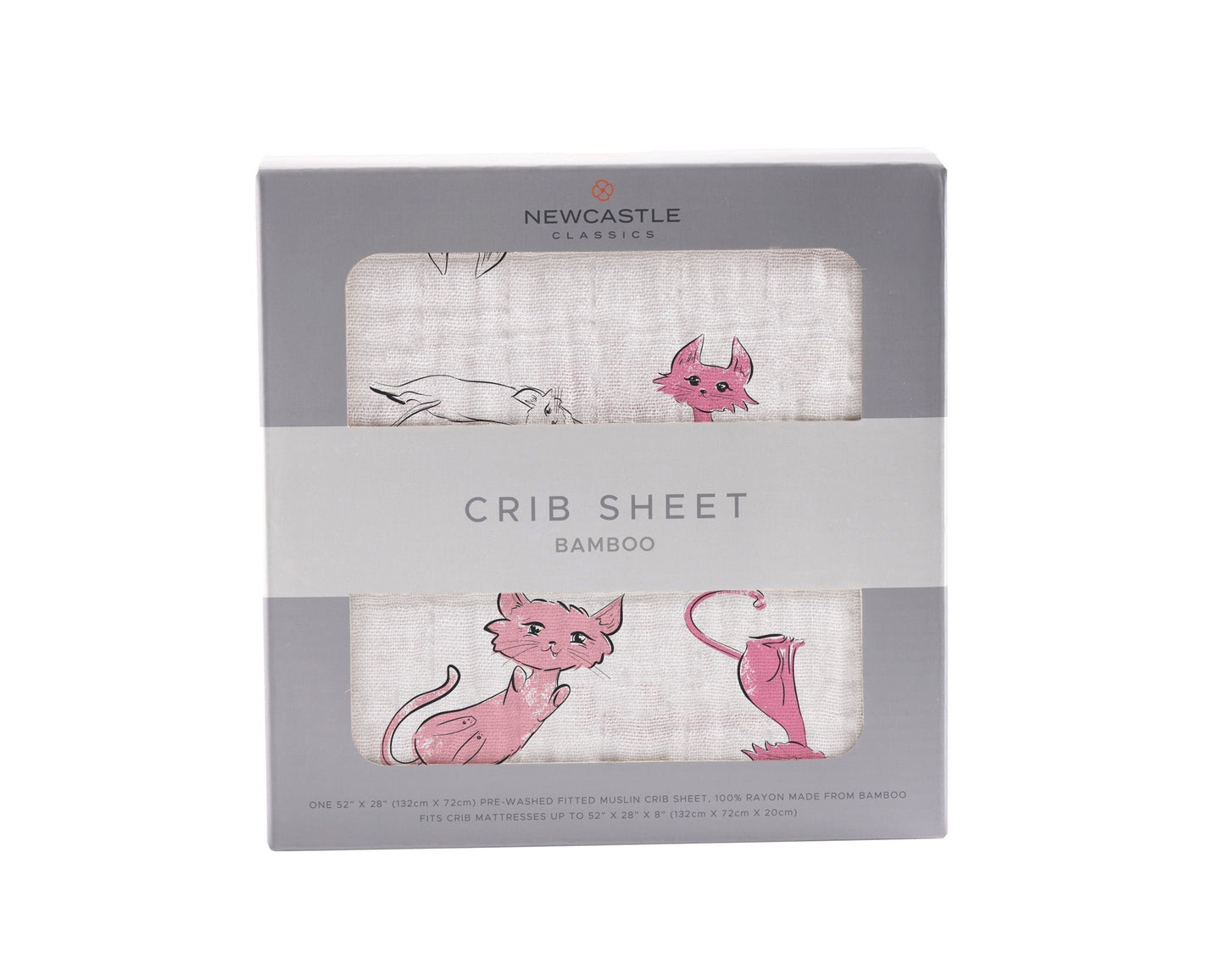 Playful Kitty Bamboo Muslin Crib Sheet for Standard Mattresses 28 x 52 Inches Newcastle Classics