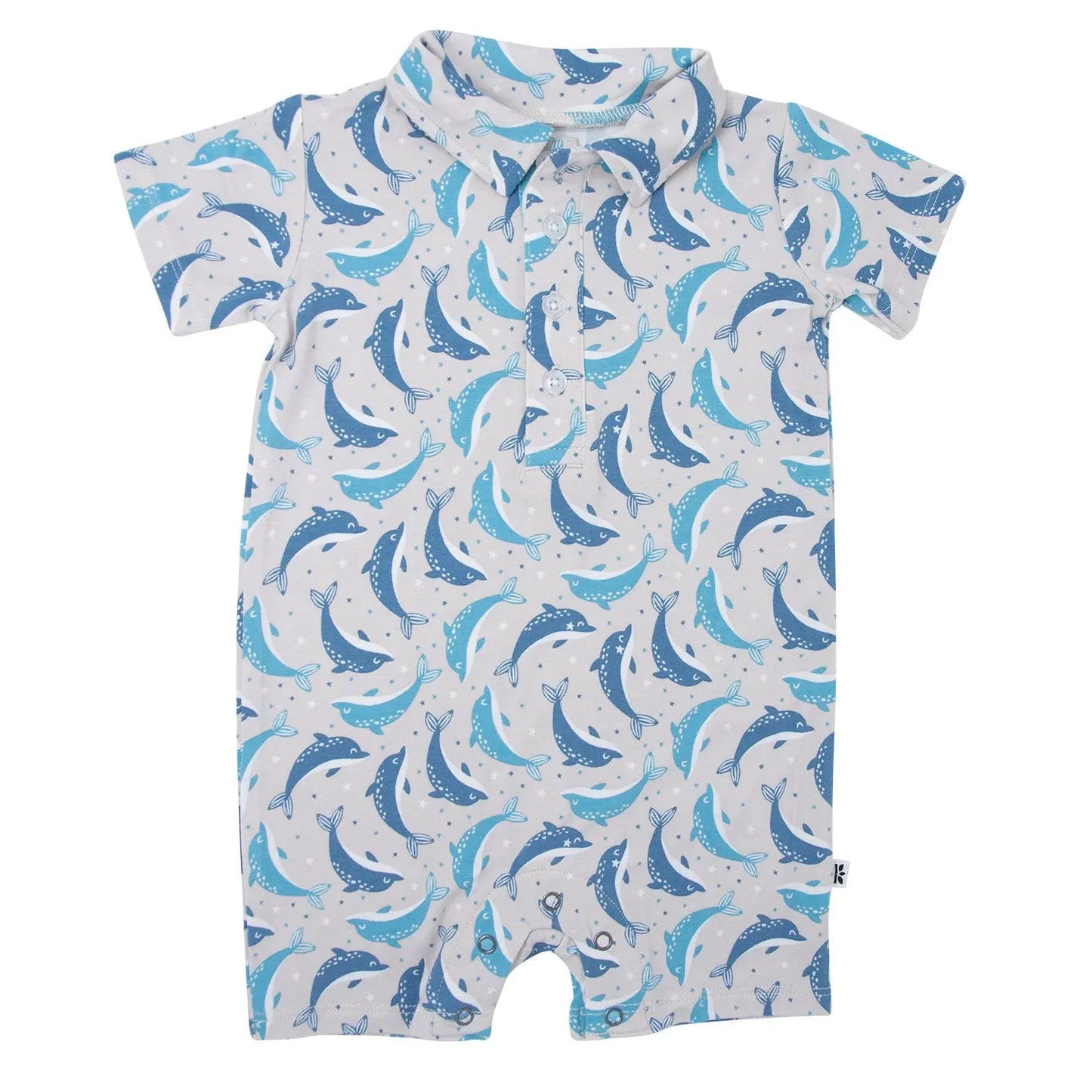 Polo Romper for Boys with Short Sleeves and Snap Closure Sweet Bamboo
