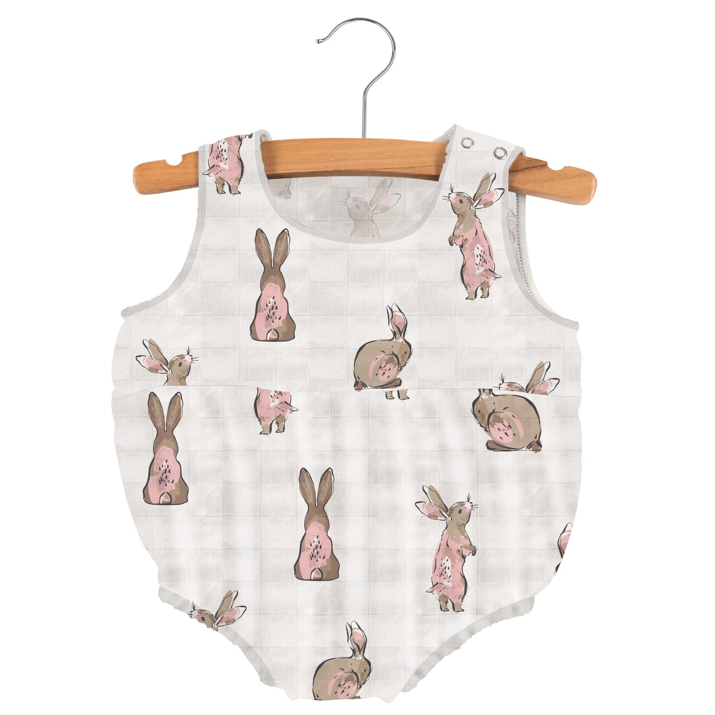 Powder Pink Bunnies Bamboo Newcastle Mini Bubble One Piece for All Day Play Newcastle Classics