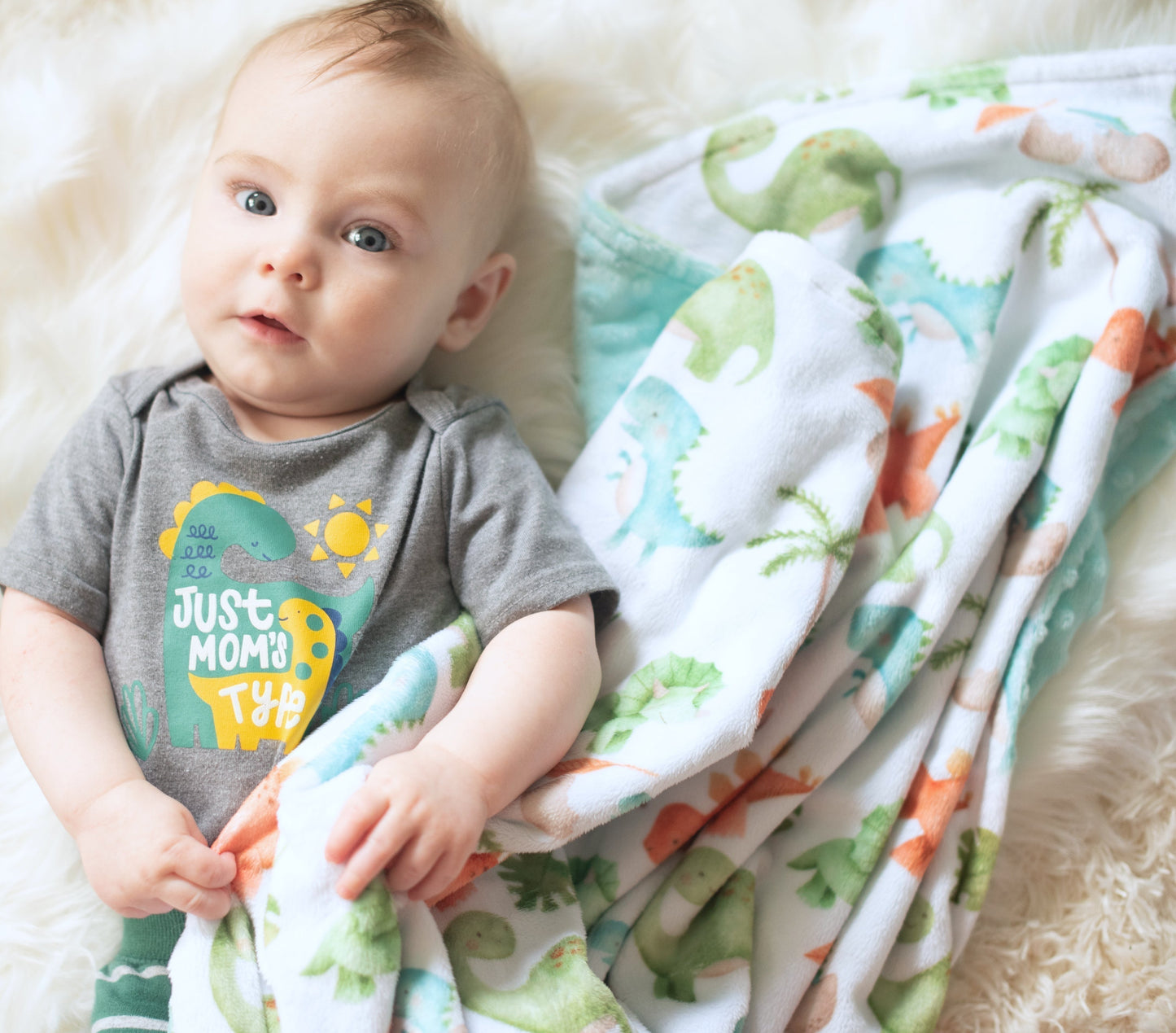 Premium Baby And Toddler Minky Dinosaur Blanket Honey Lemonade