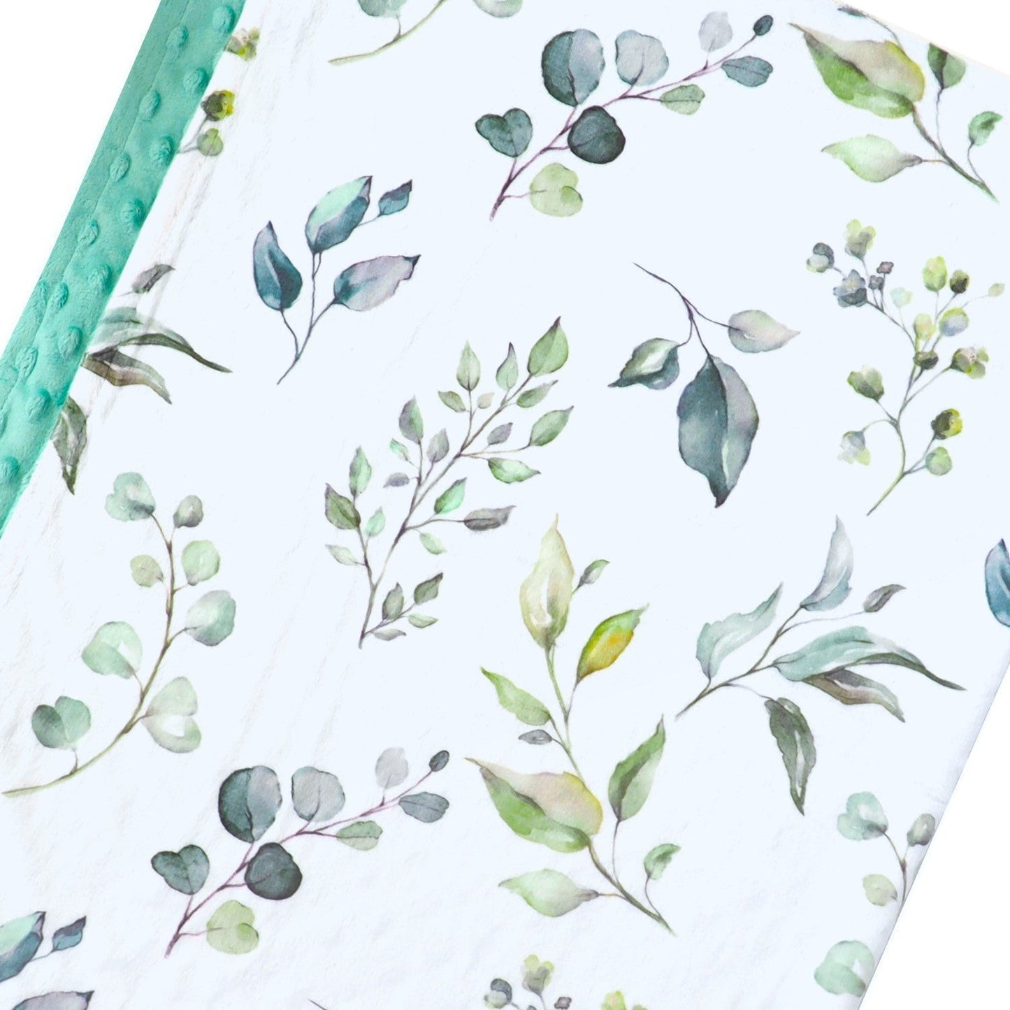 Premium Baby and Toddler Minky Blanket Eucalyptus Greenery Honey Lemonade