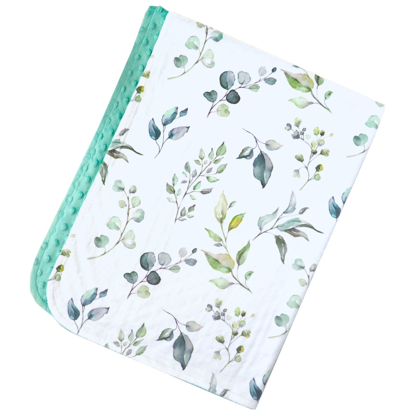 Premium Baby and Toddler Minky Blanket Eucalyptus Greenery Honey Lemonade