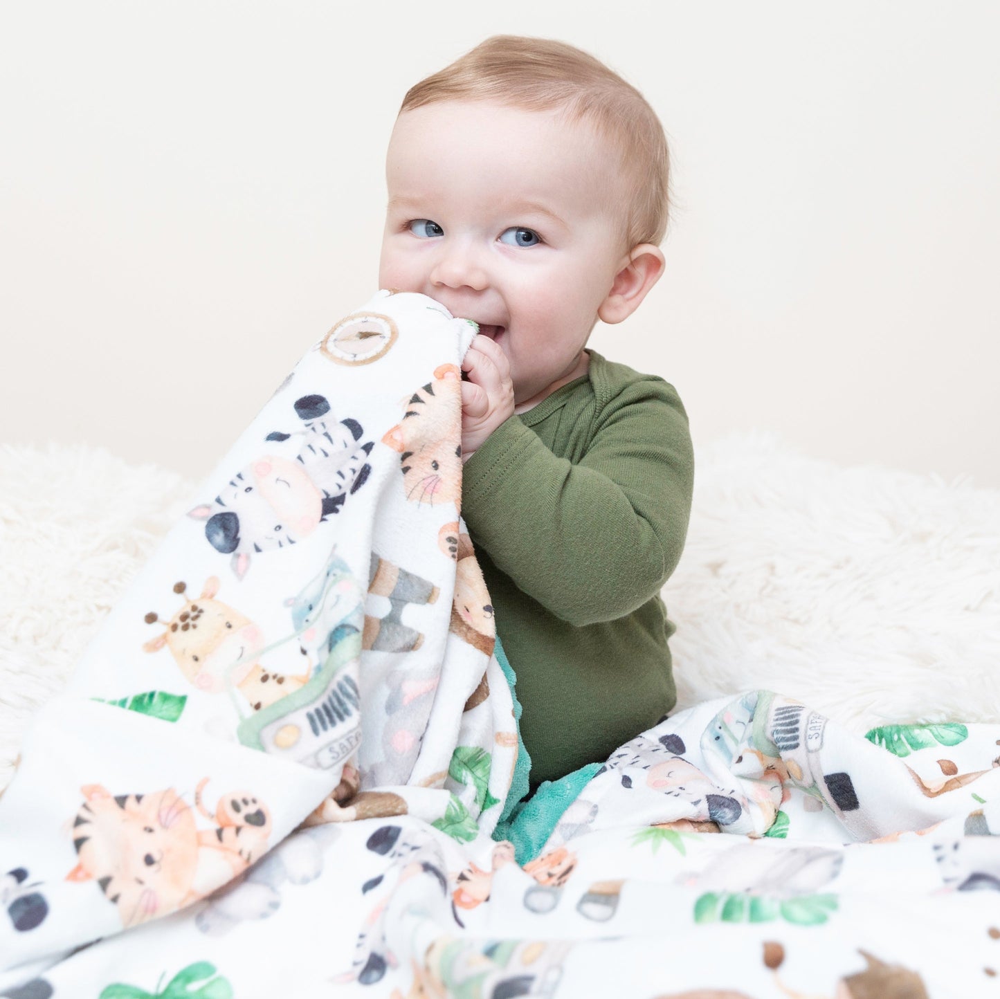 Premium Baby And Toddler Minky Blanket Safari Soft Lightweight Jungle Nursery Honey Lemonade