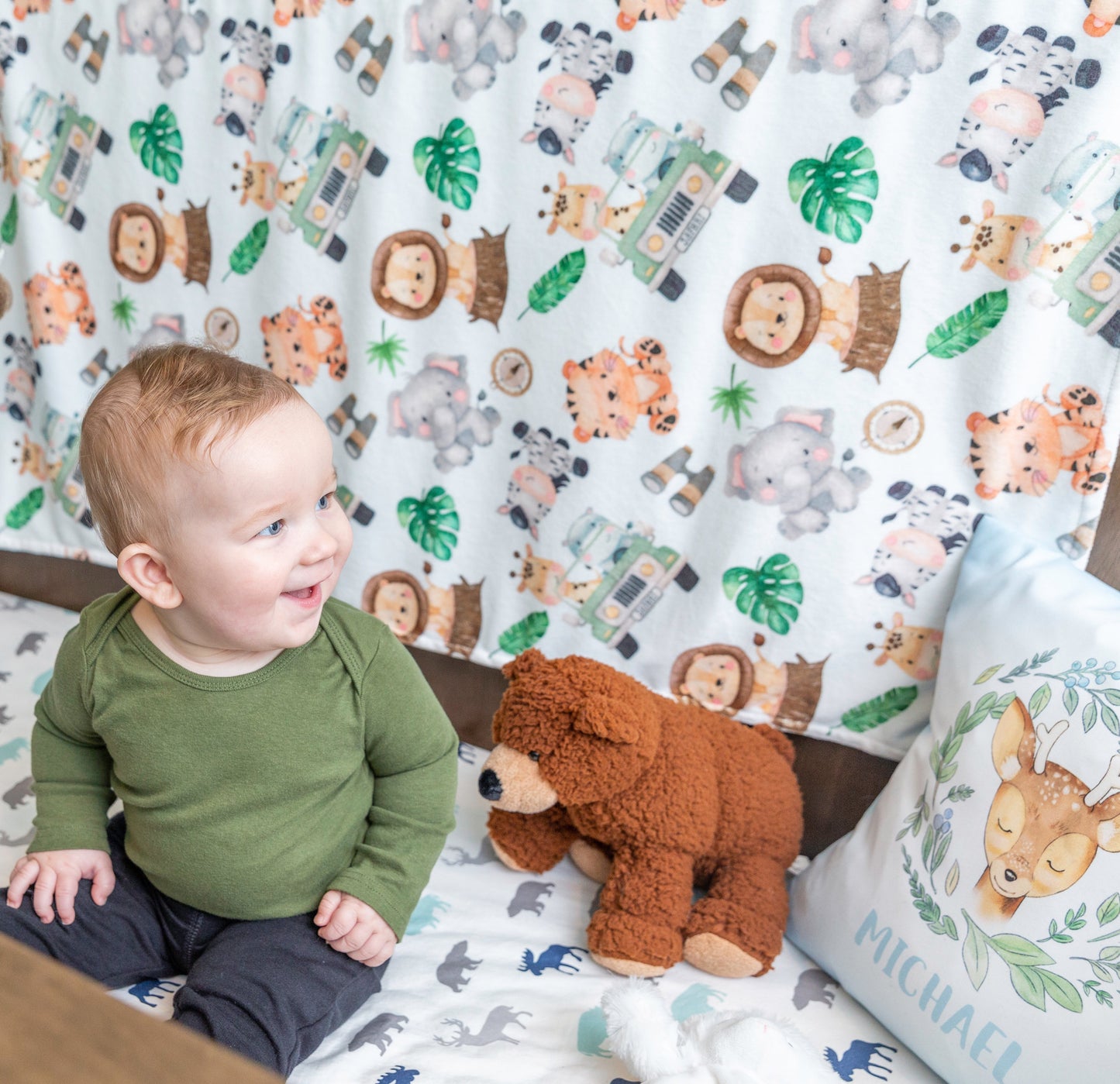 Premium Baby And Toddler Minky Blanket Safari Soft Lightweight Jungle Nursery Honey Lemonade
