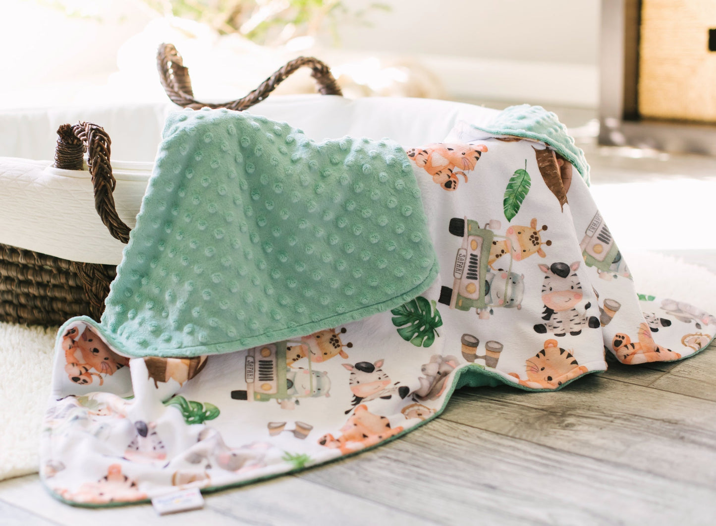 Premium Baby And Toddler Minky Blanket Safari Soft Lightweight Jungle Nursery Honey Lemonade